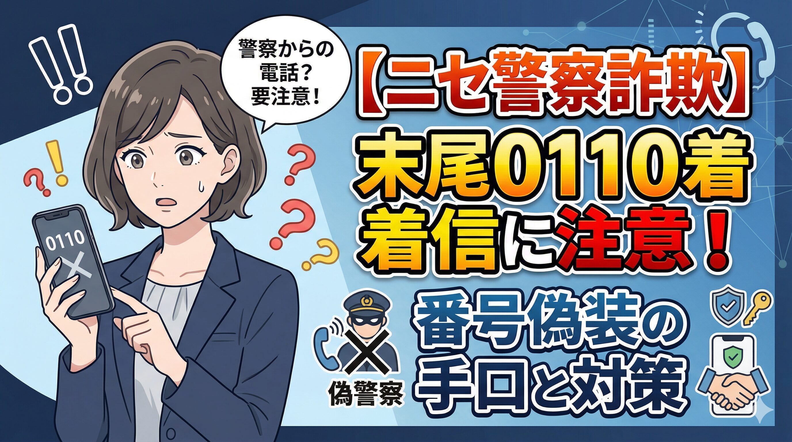 【ニセ警察詐欺】末尾0110着信に注意！番号偽装の手口と対策