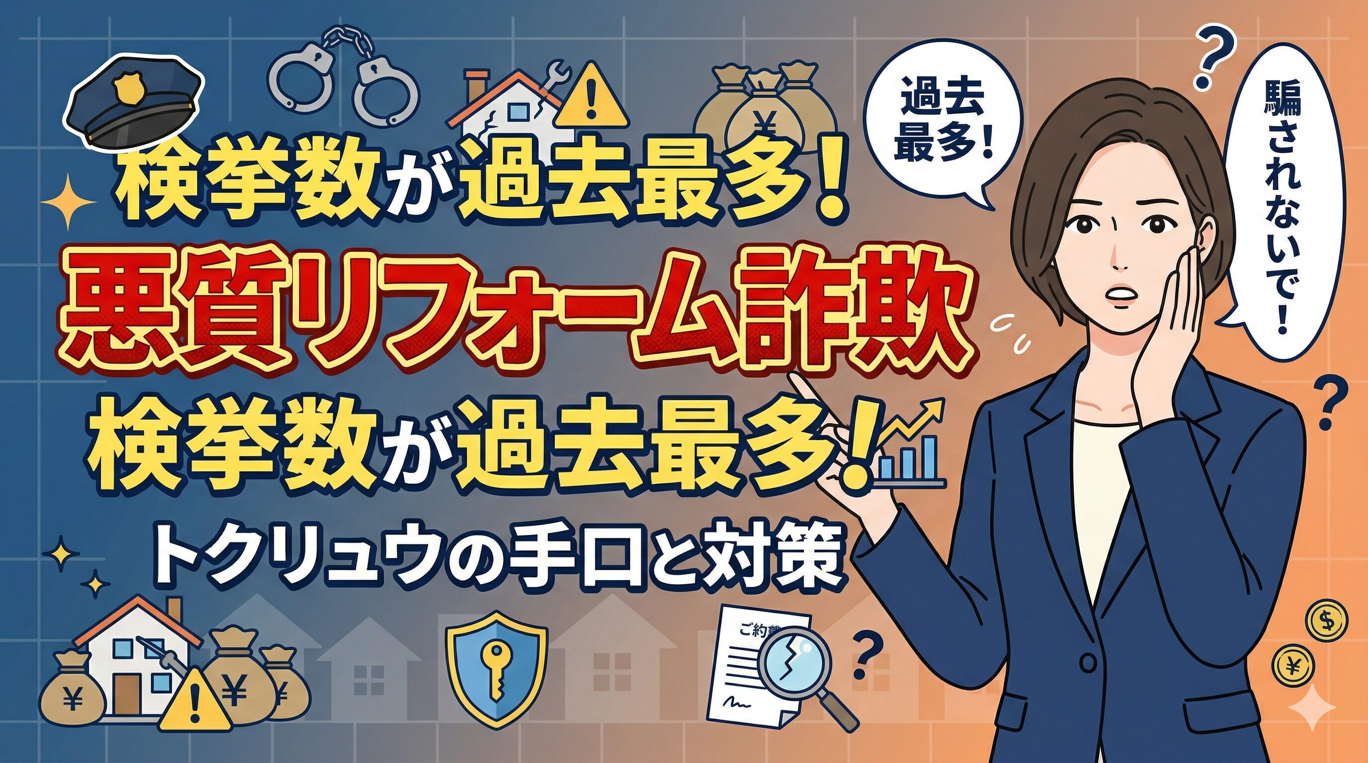 悪質リフォーム詐欺の検挙数が過去最多！トクリュウの手口と対策