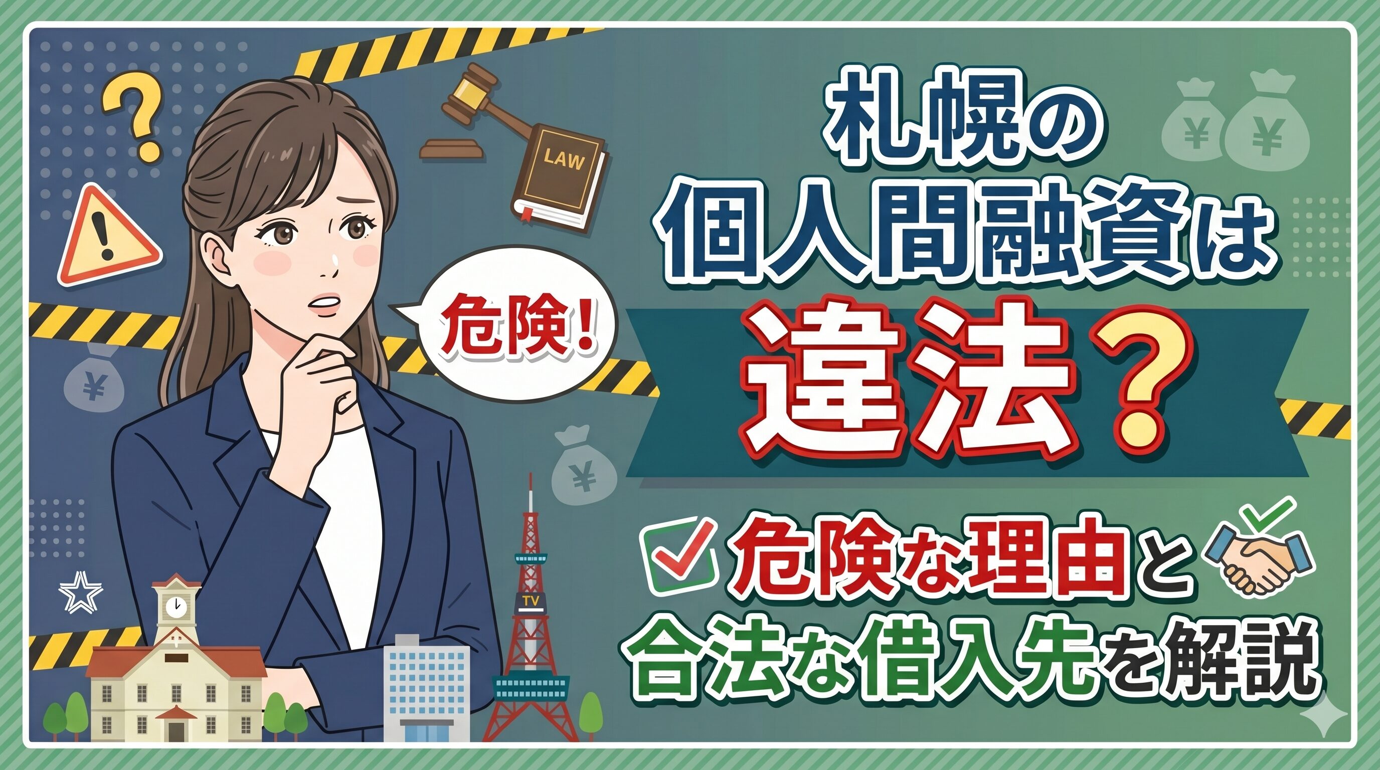 札幌の個人間融資は違法？危険な理由と合法な借入先を解説
