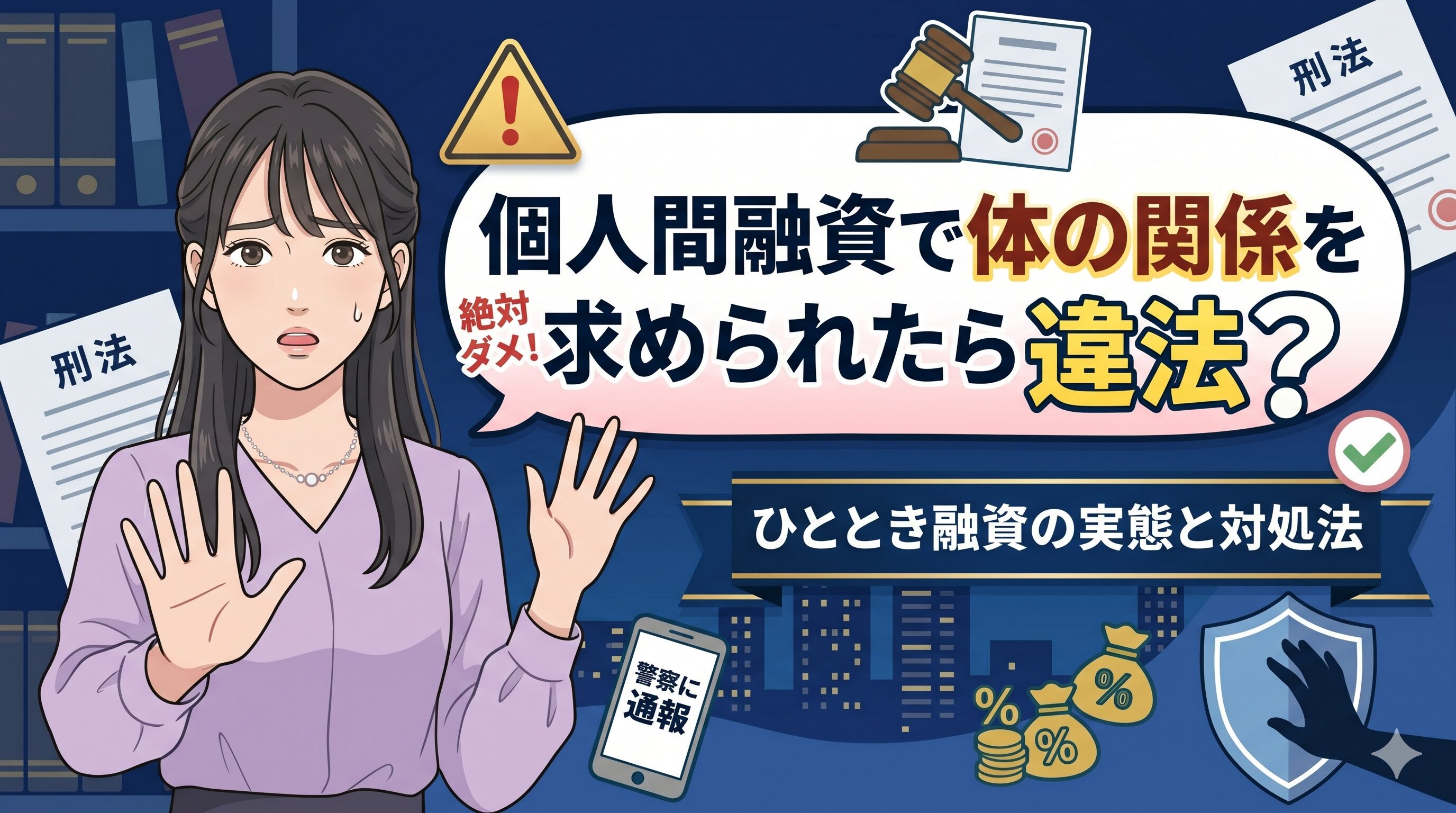 個人間融資で体の関係を求められたら違法？ひととき融資の実態と対処法