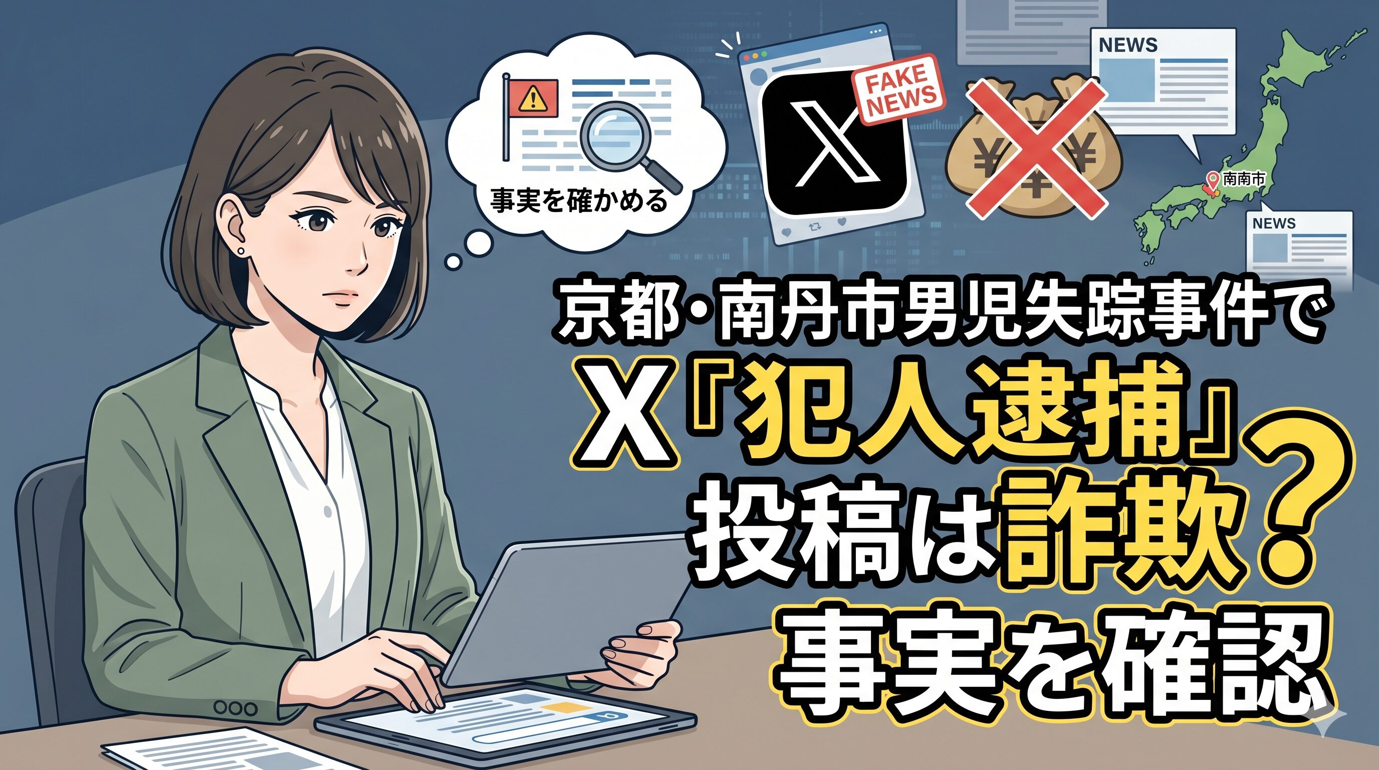 京都・南丹市男児失踪事件でX「犯人逮捕」投稿は詐欺？事実を確認