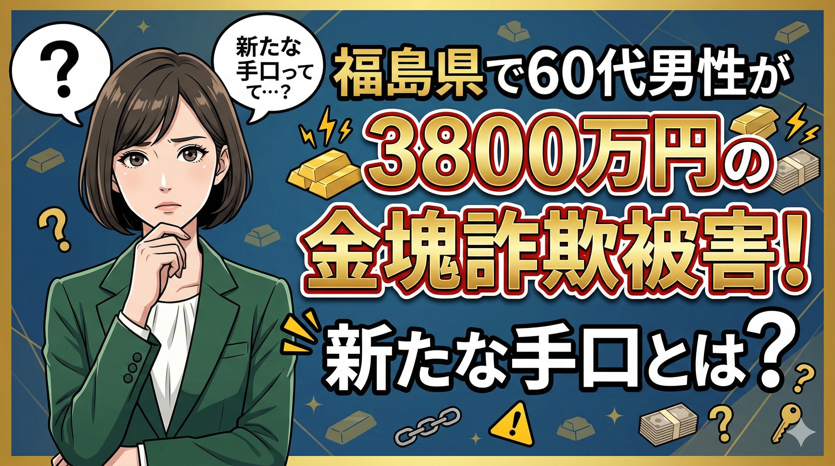 福島県で60代男性が3800万円の金塊詐欺被害！新たな手口とは？