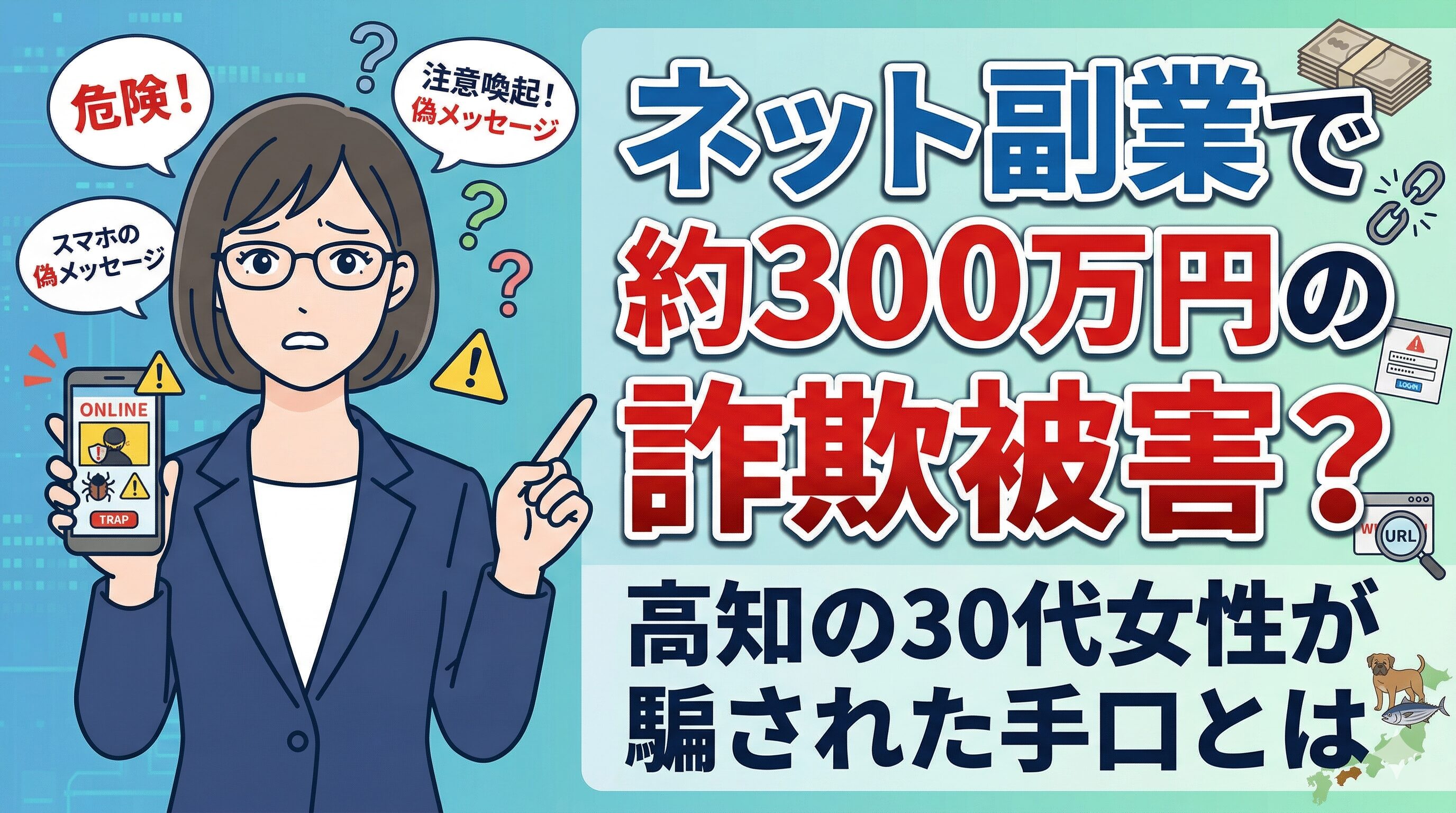 ネット副業で約300万円の詐欺被害？高知の30代女性が騙された手口とは