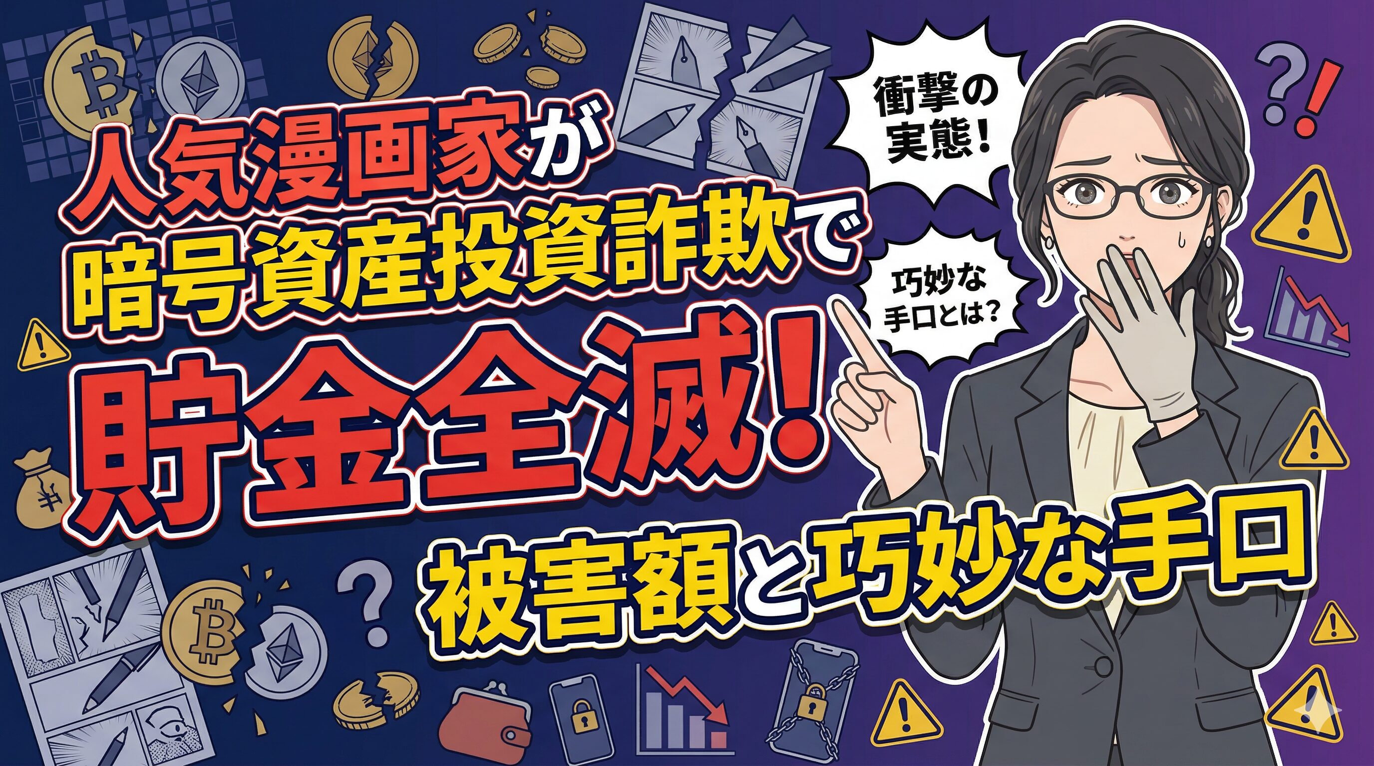 人気漫画家が暗号資産投資詐欺で貯金全滅！被害額と巧妙な手口