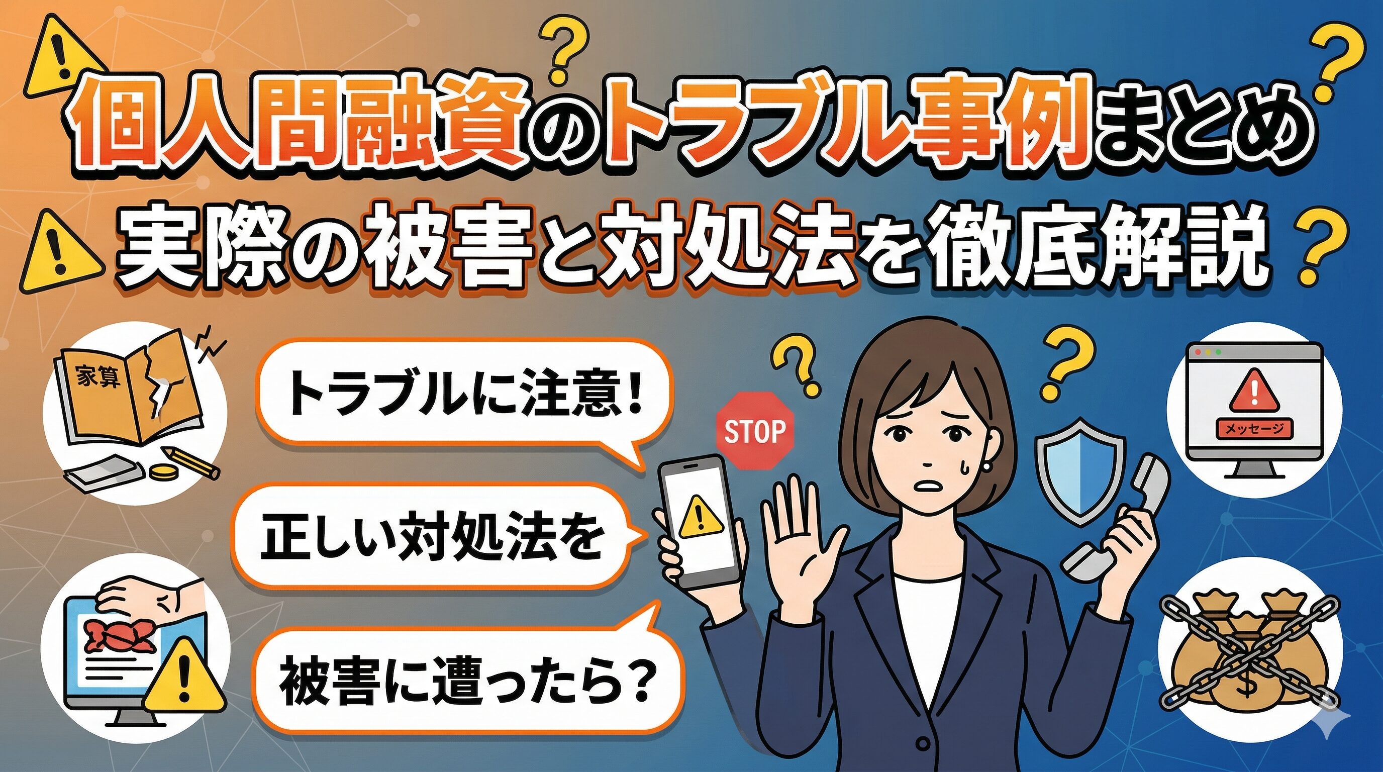 個人間融資のトラブル事例まとめ｜実際の被害と対処法を徹底解説