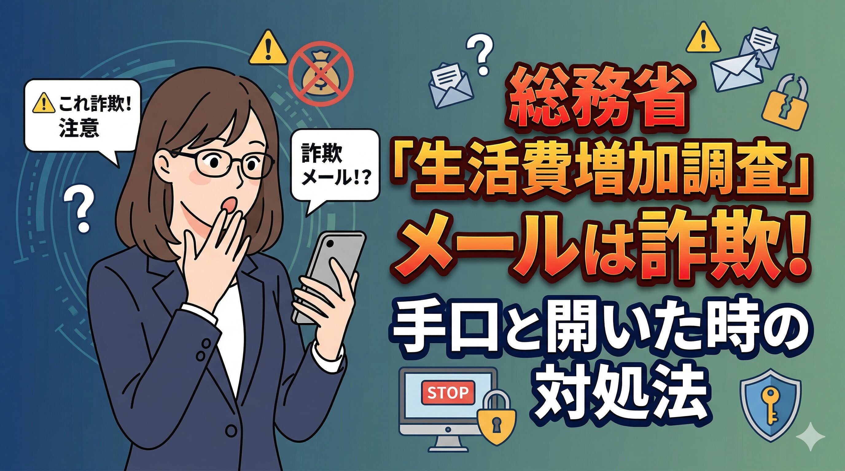 総務省「生活費増加調査」メールは詐欺！手口と開いた時の対処法