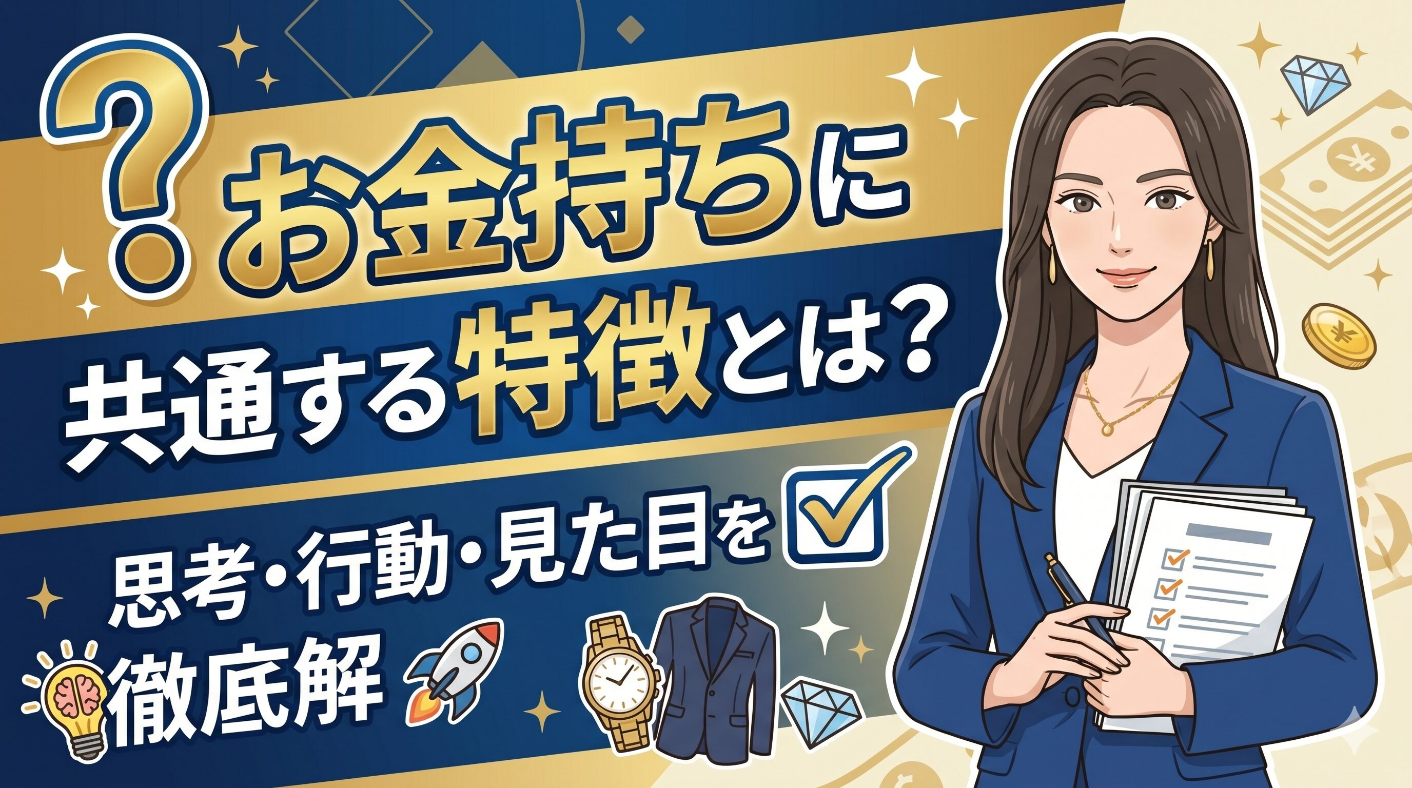 お金持ちに共通する特徴とは？思考・行動・見た目を徹底解説