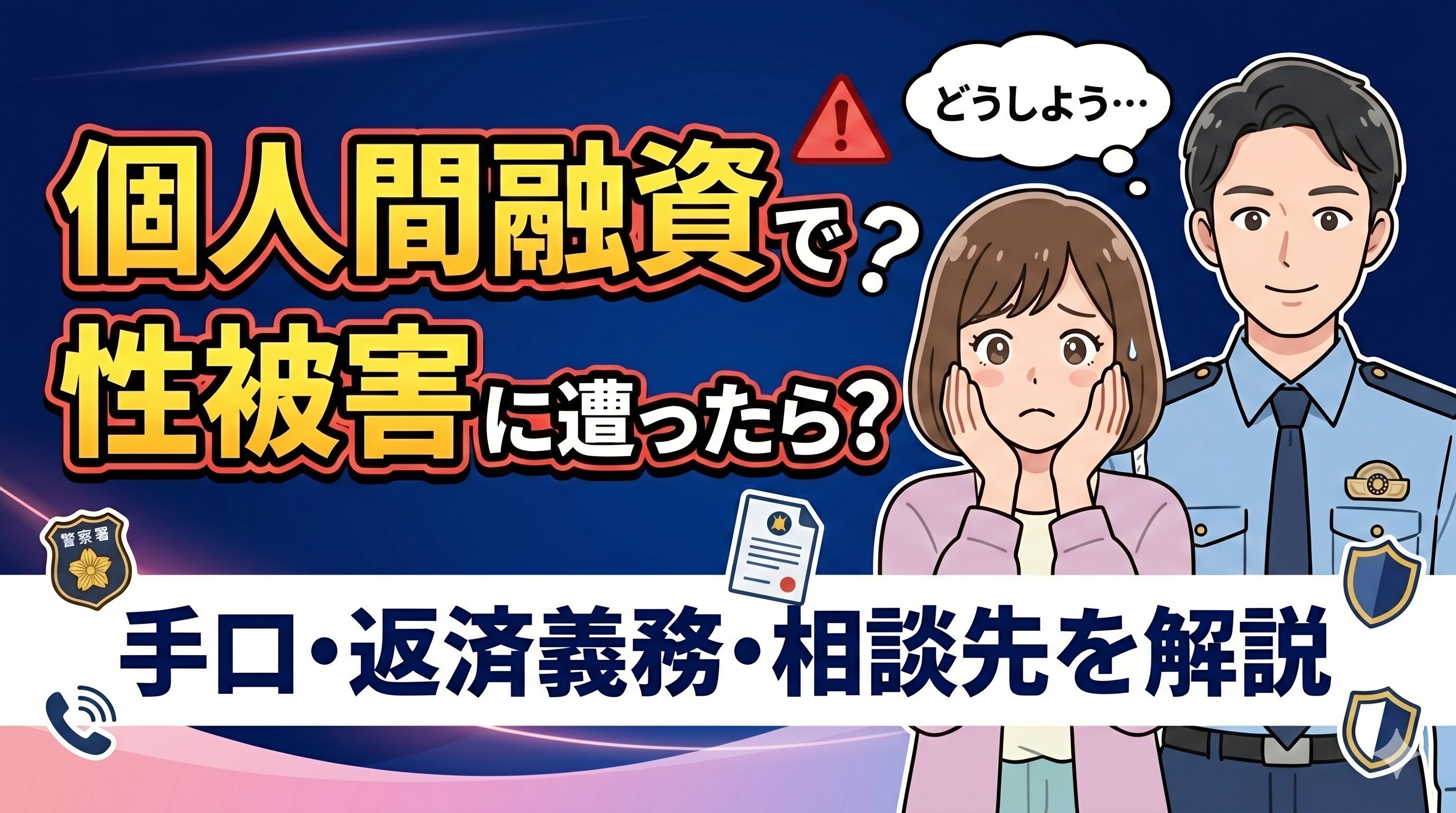 個人間融資で性被害に遭ったら？手口・返済義務・相談先を解説