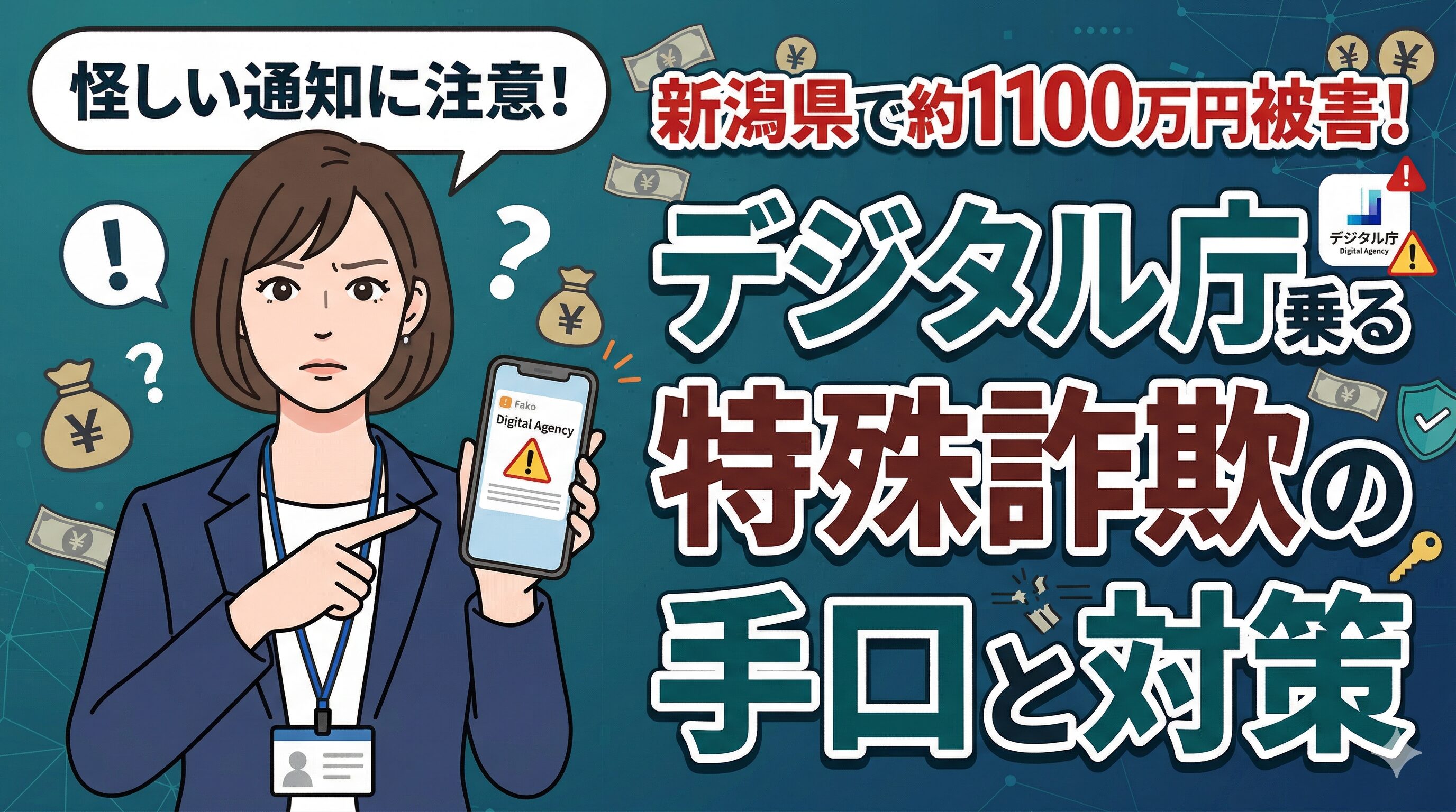 新潟県で約1100万円被害！デジタル庁を名乗る特殊詐欺の手口と対策