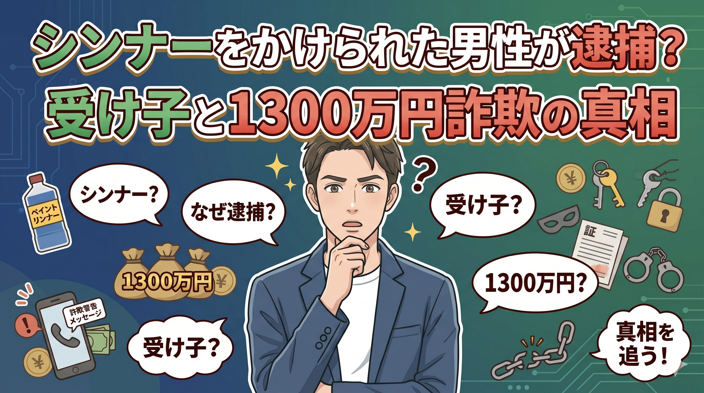 シンナーをかけられた男性が逮捕？受け子と1300万円詐欺の真相