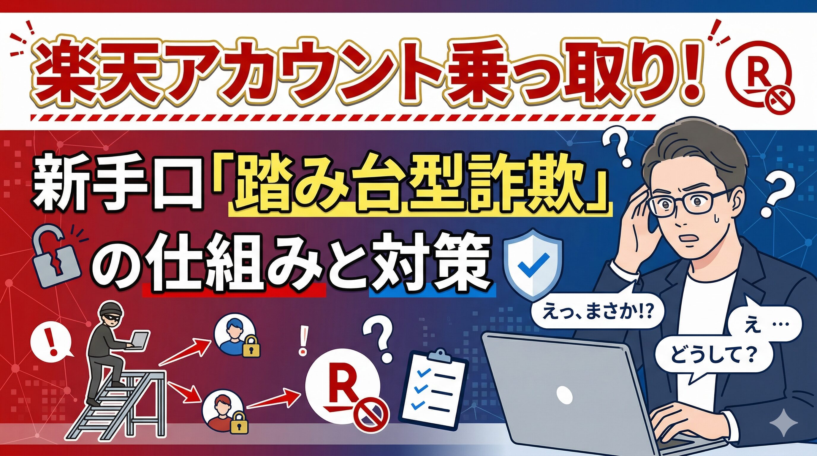 楽天アカウント乗っ取り！新手口「踏み台型詐欺」の仕組みと対策