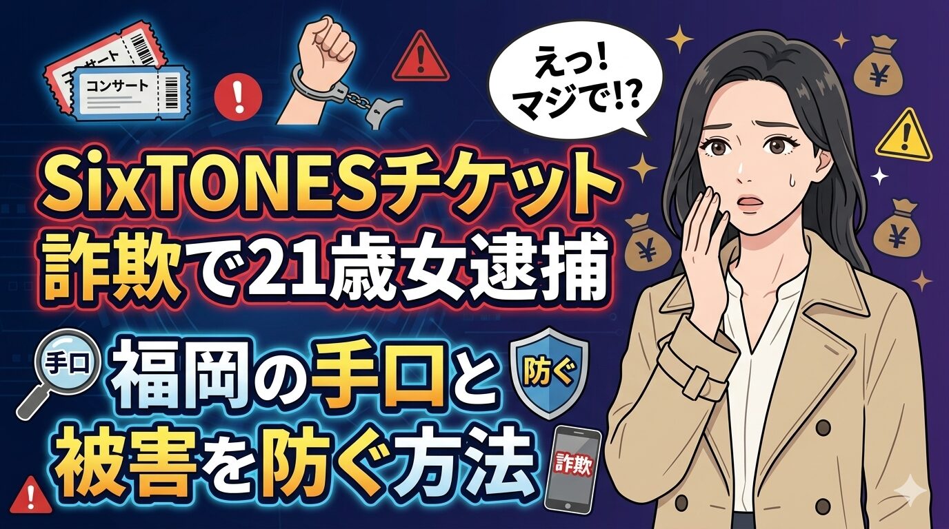 SixTONESチケット詐欺で21歳女逮捕｜福岡の手口と被害を防ぐ方法