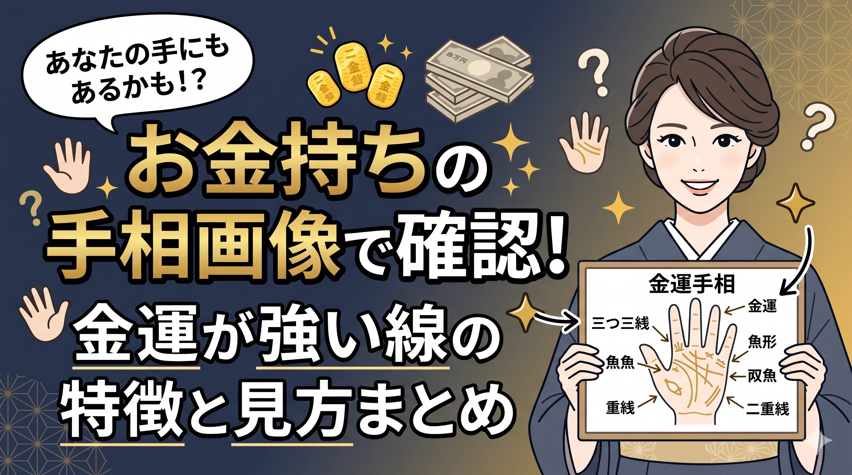 お金持ちの手相画像で確認！金運が強い線の特徴と見方まとめ