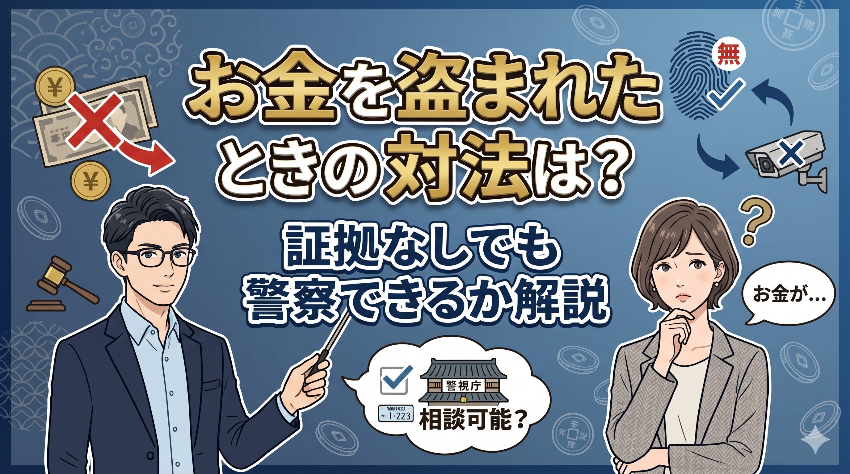 お金を盗まれたときの対処法は？証拠なしでも警察に相談できるか解説