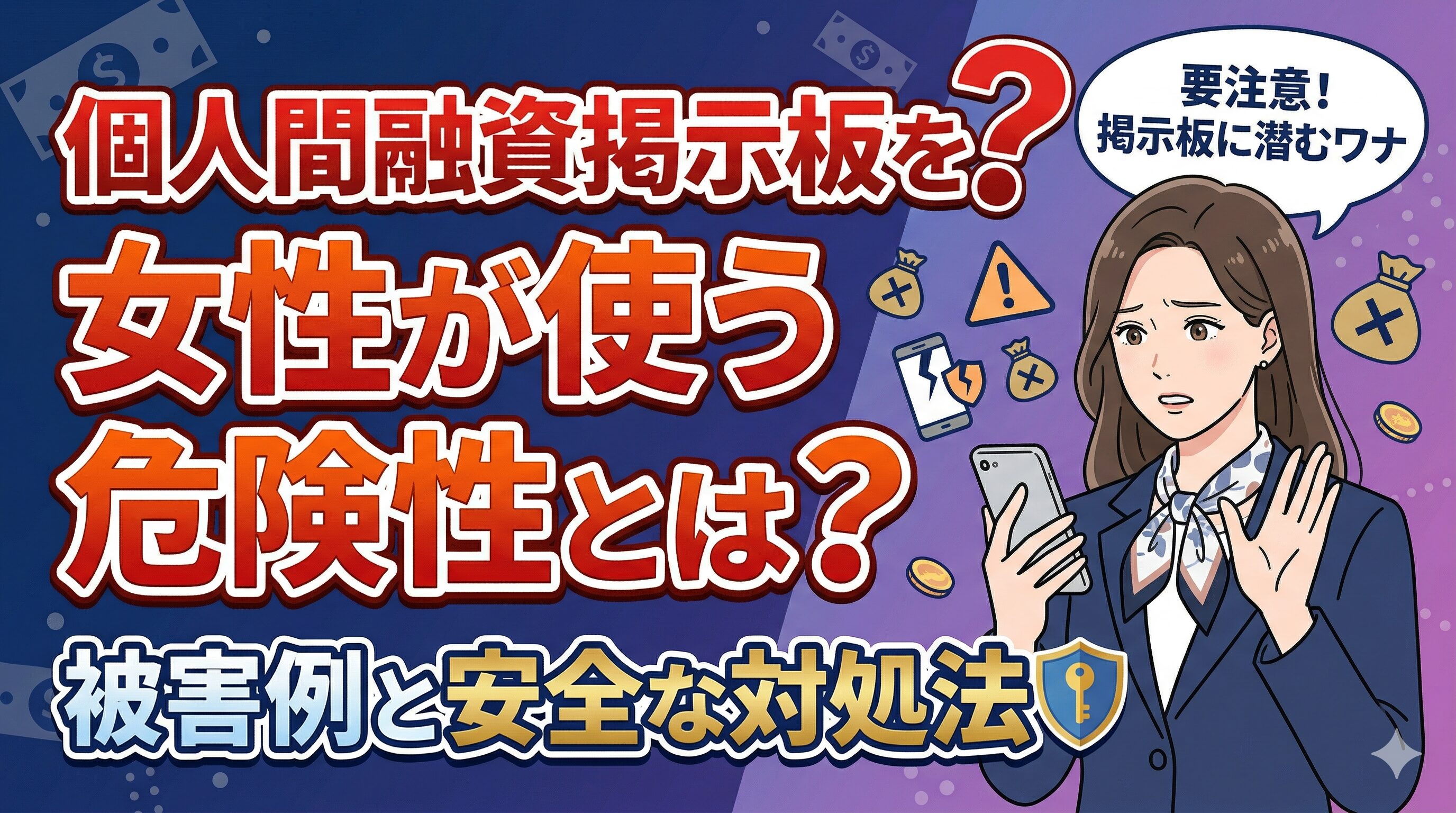 個人間融資掲示板を女性が使う危険性とは？被害例と安全な対処法