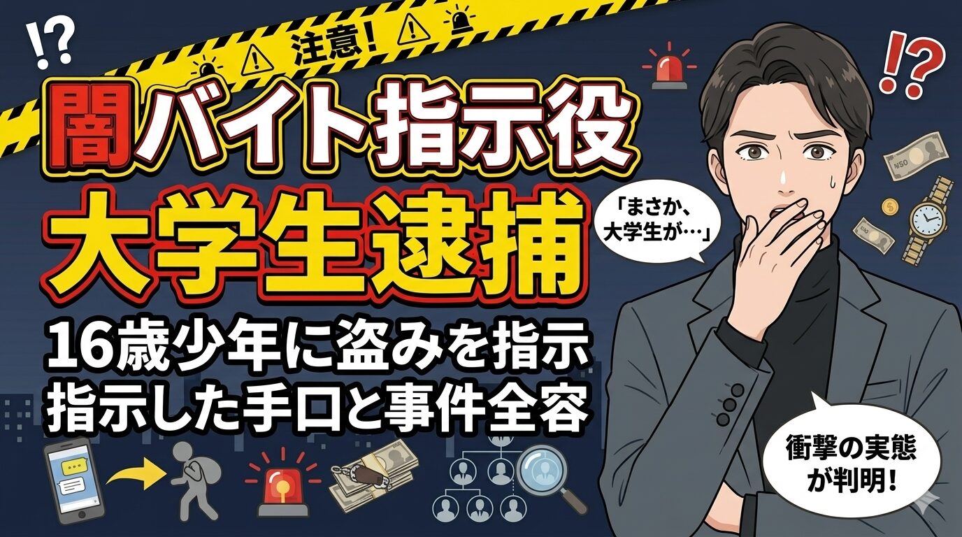 闇バイト指示役の大学生逮捕：16歳少年に盗みを指示した手口と事件全容