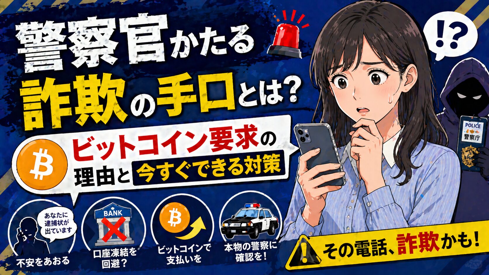 警察官かたる詐欺の手口とは？ビットコイン要求の理由と今すぐできる対策