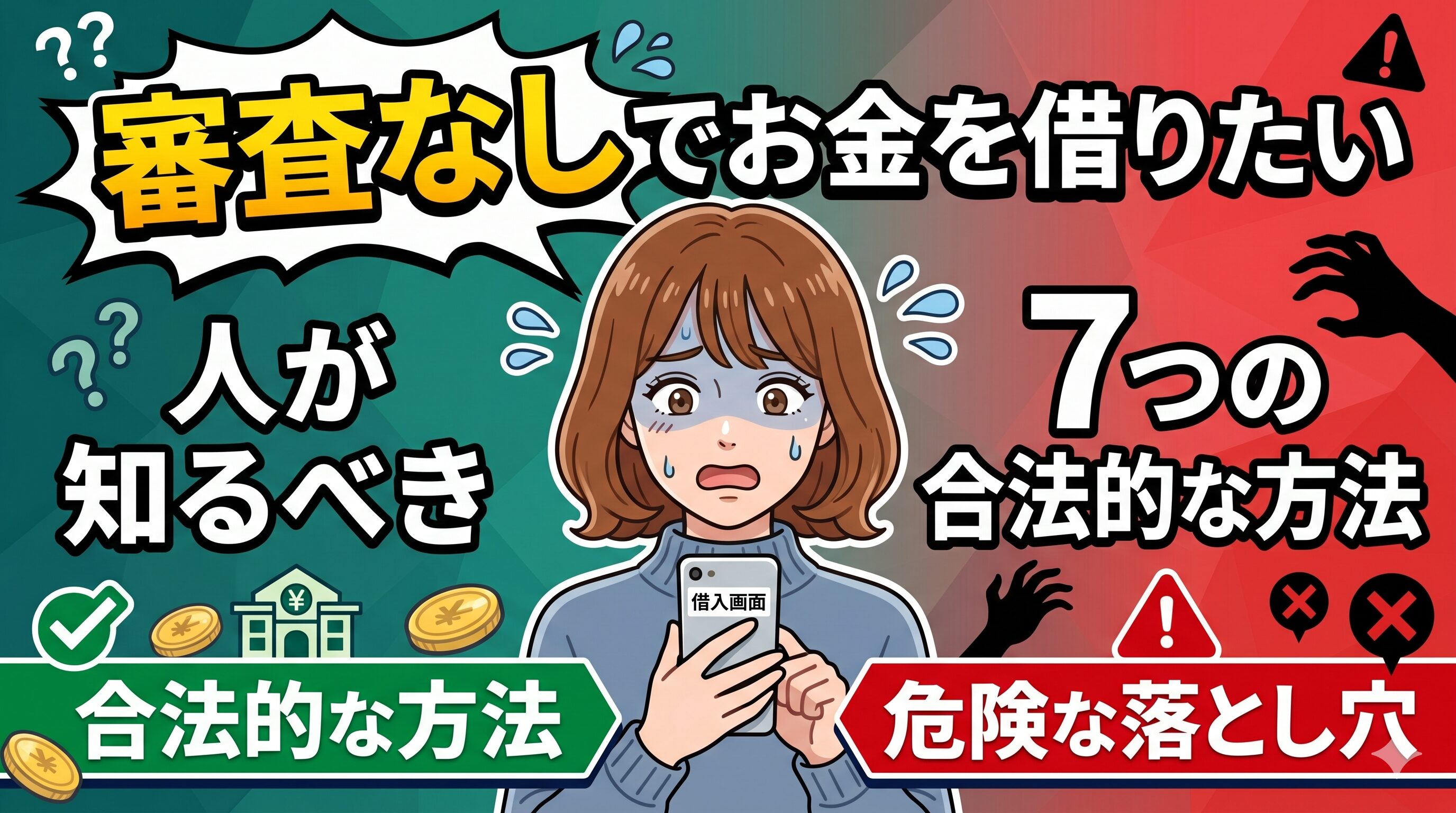 審査なしでお金を借りたい人が知るべき合法的な7つの方法と危険な落とし穴