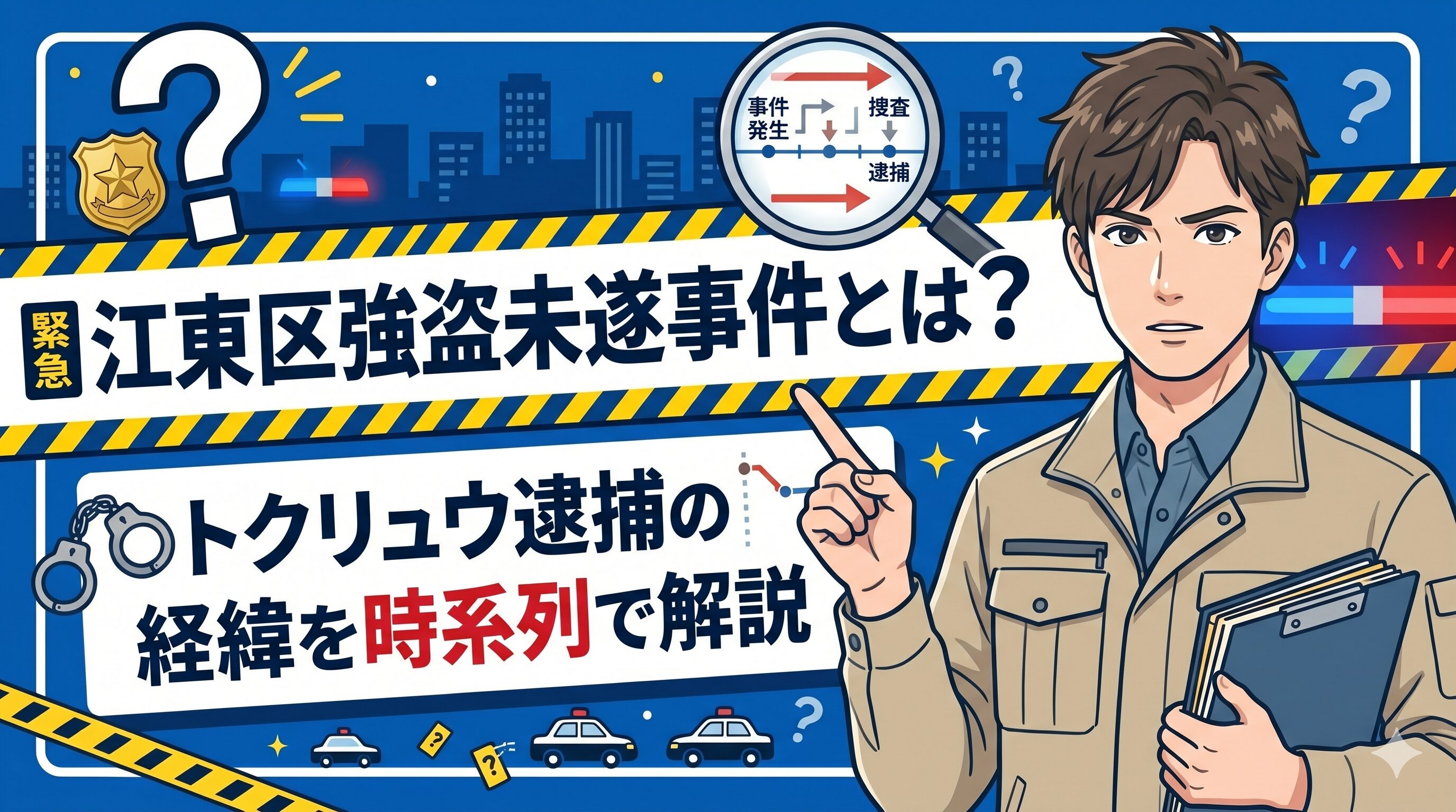 江東区強盗未遂事件とは？トクリュウ逮捕の経緯を時系列で解説