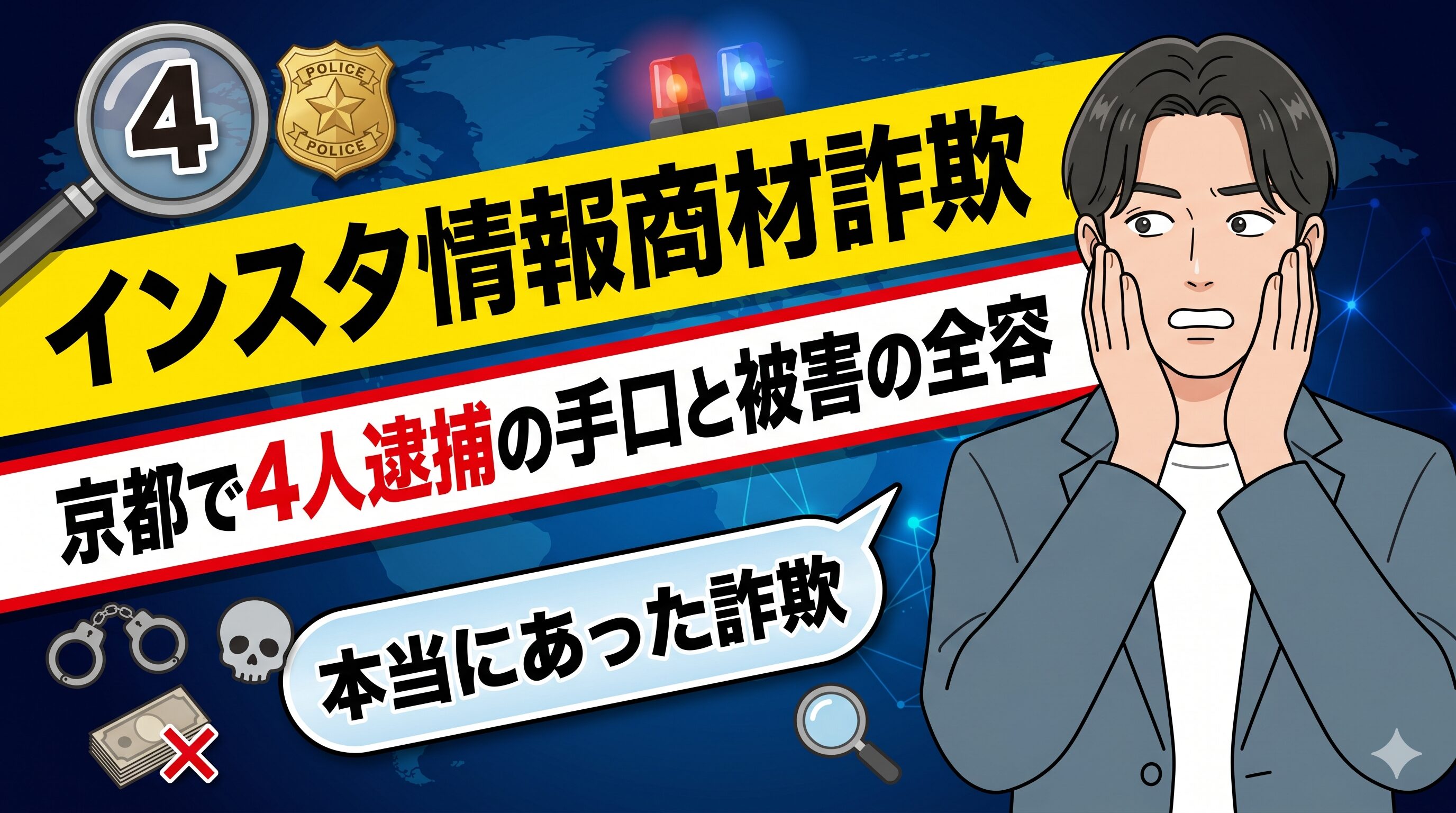 インスタ情報商材詐欺・京都で4人逮捕の手口と被害の全容