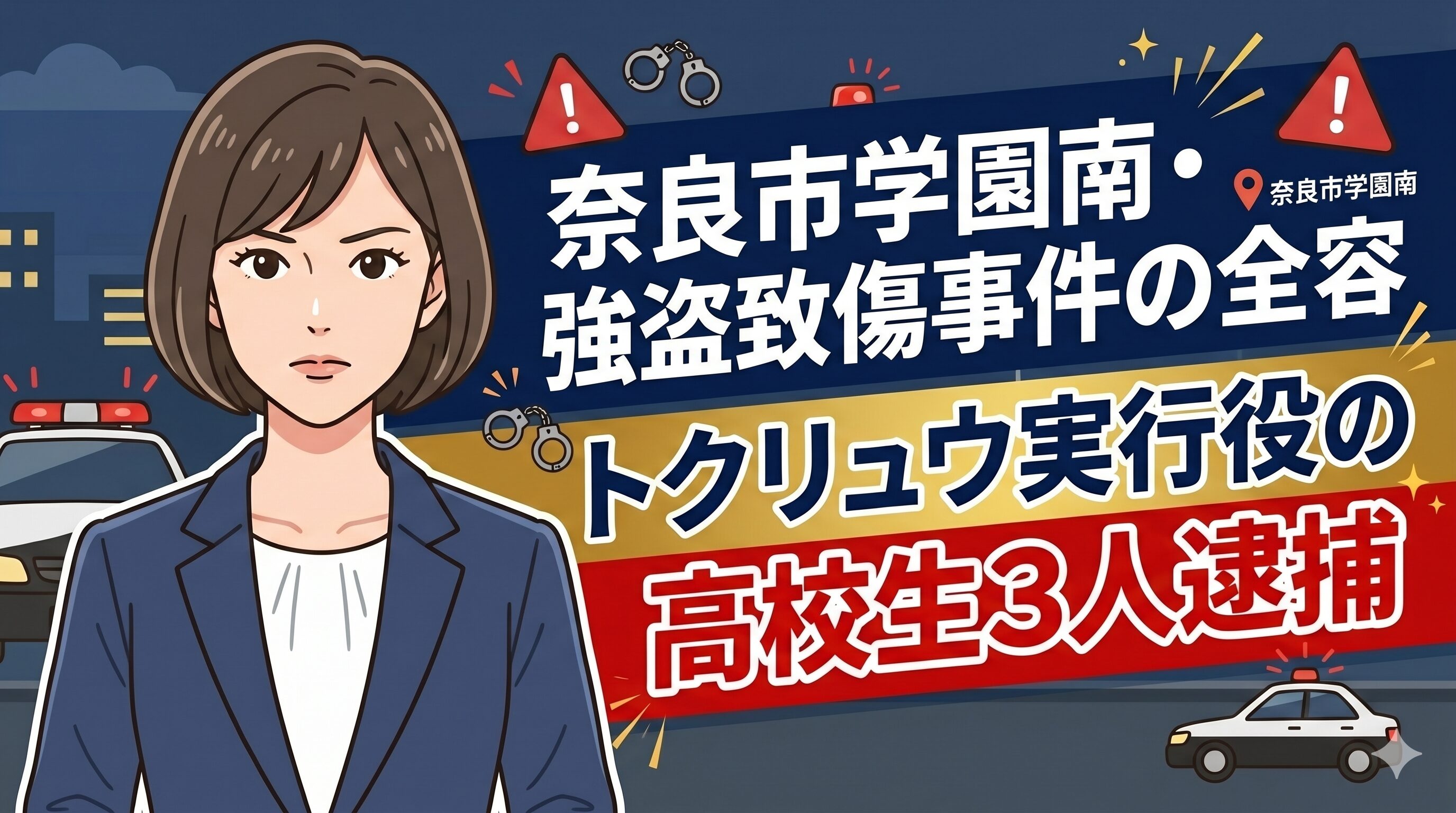 奈良市学園南・強盗致傷事件の全容｜トクリュウ実行役の高校生3人逮捕