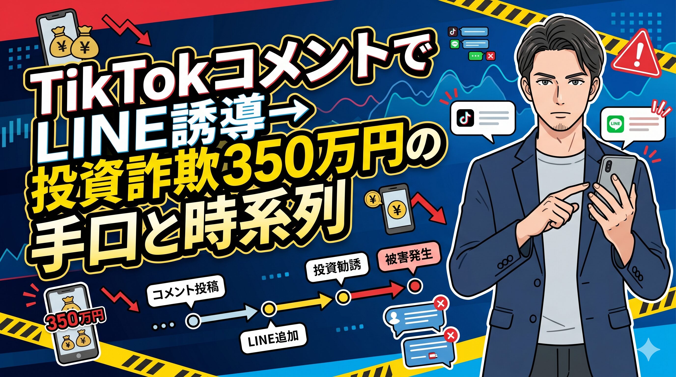 TikTokコメントでLINE誘導→投資詐欺350万円の手口と時系列