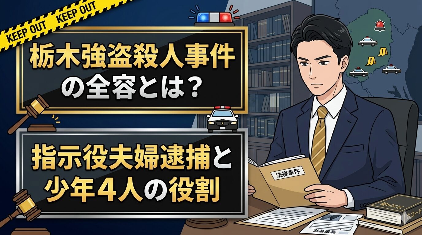 栃木強盗殺人事件の全容とは？指示役夫婦逮捕と少年4人の役割