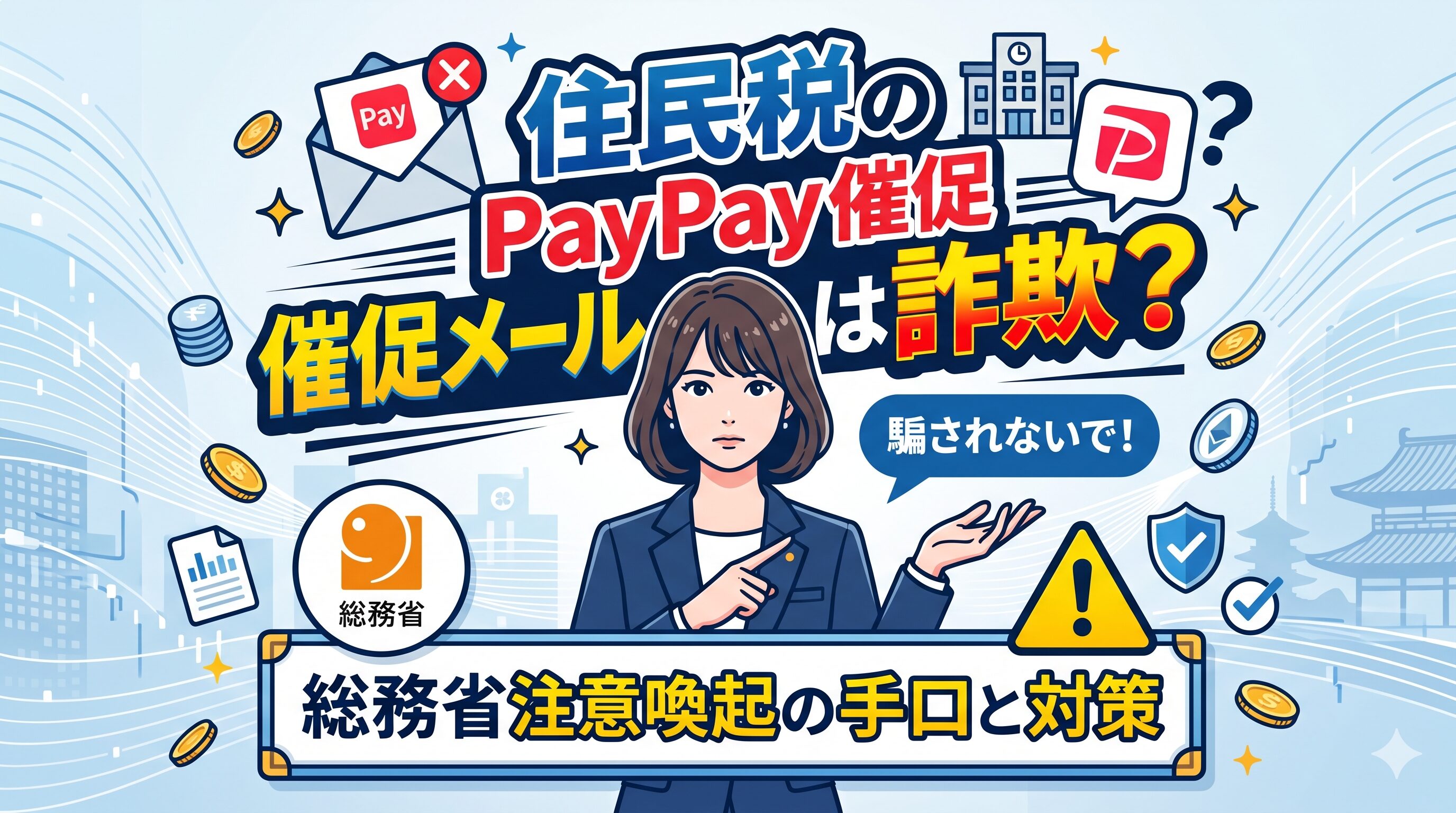 住民税のPayPay催促メールは詐欺？総務省注意喚起の手口と対処法