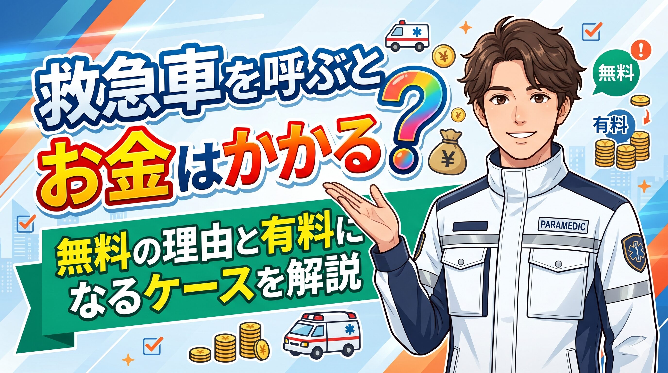 救急車を呼ぶとお金はかかる？無料の理由と有料になるケースを解説