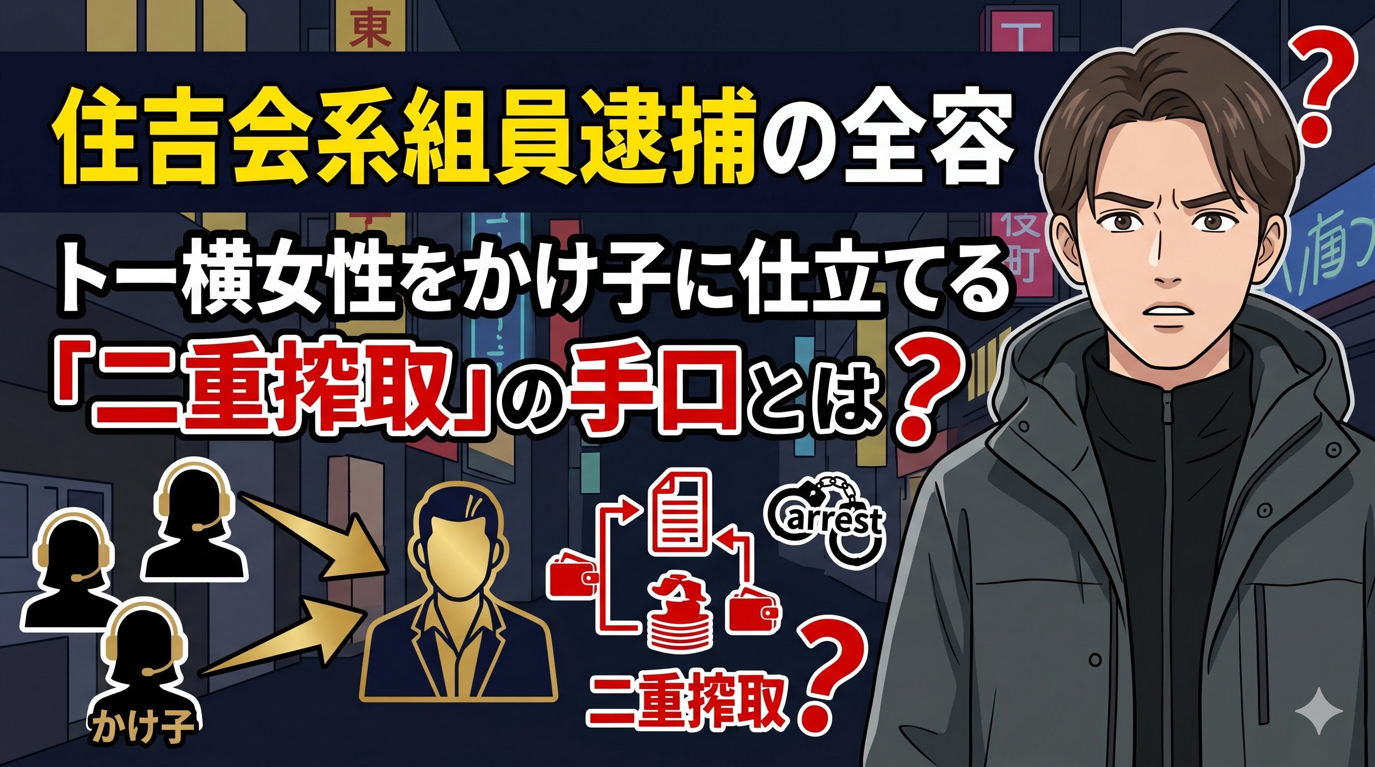 住吉会系組員逮捕の全容｜トー横女性をかけ子に仕立てる「二重搾取」の手口とは