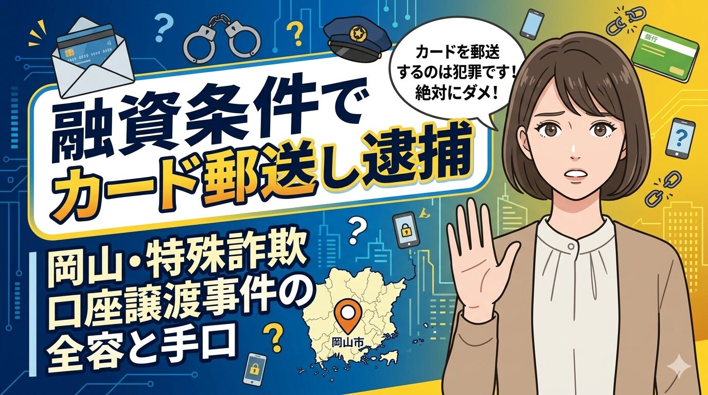 融資条件でカード郵送し逮捕｜岡山・特殊詐欺口座譲渡事件の全容と手口