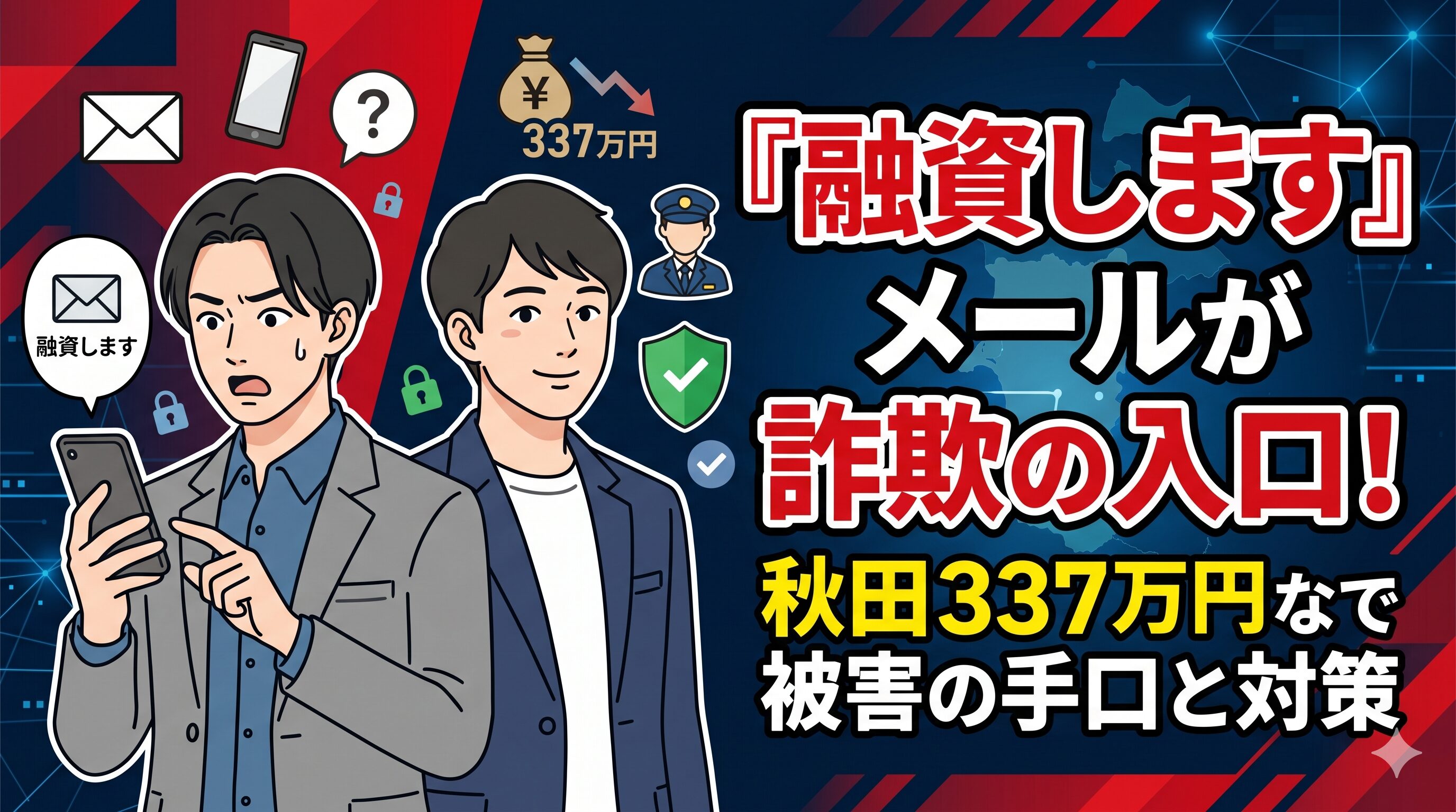 「融資します」メールが詐欺の入口！秋田337万円被害の手口と対策