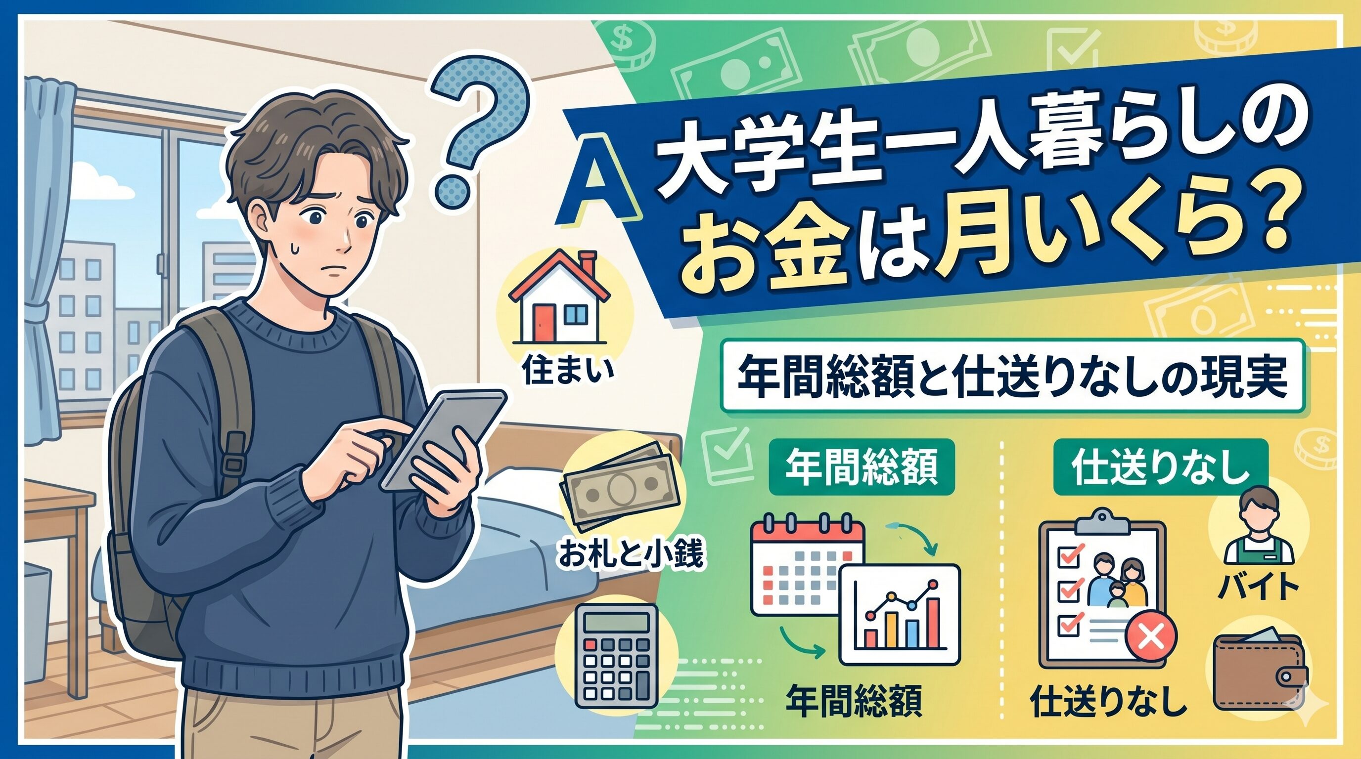 大学生一人暮らしのお金は月いくら？年間総額と仕送りなしの現実