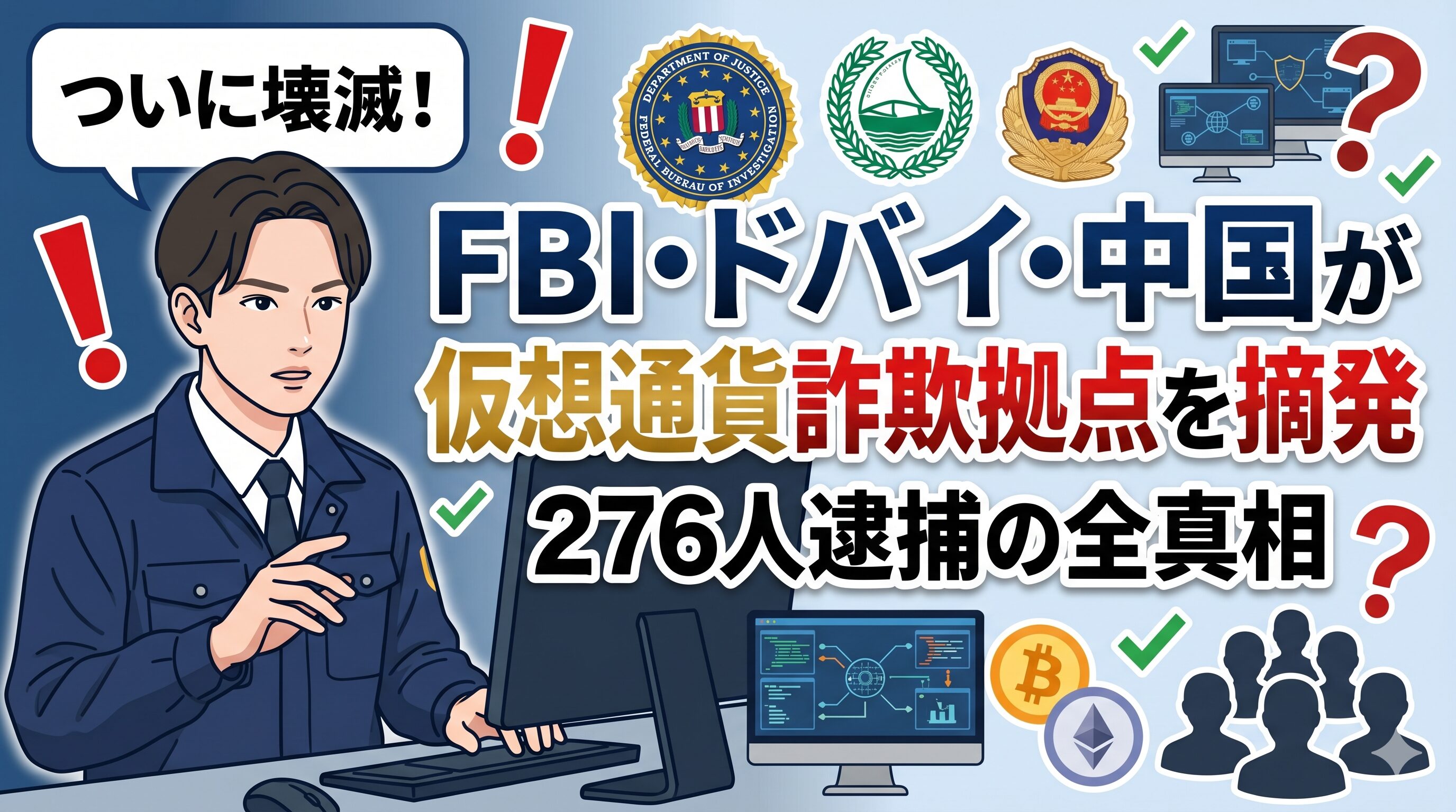 FBI・ドバイ・中国が仮想通貨詐欺拠点を摘発、276人逮捕の全真相