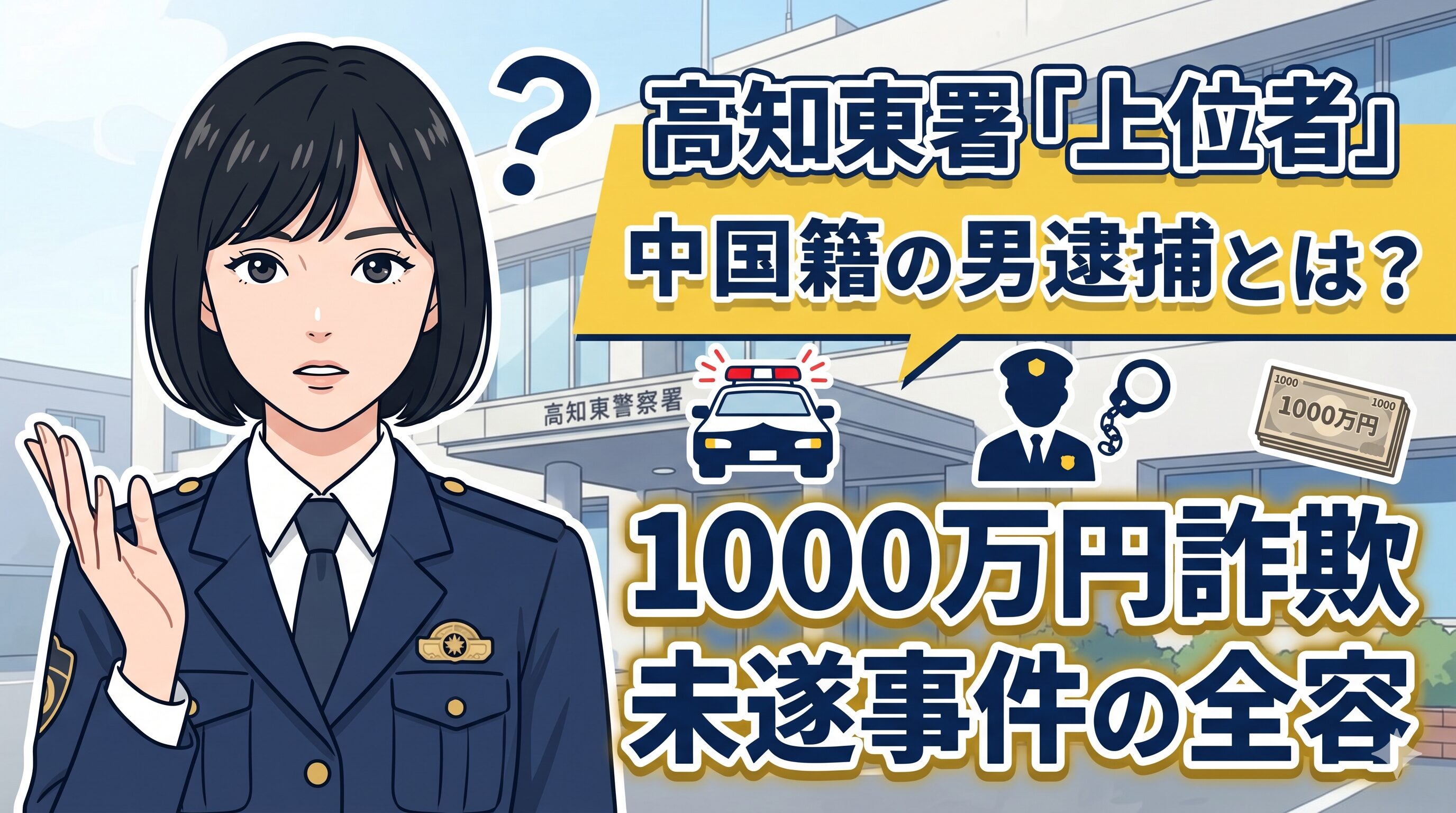 高知東署「上位者」中国籍の男逮捕とは？1000万円詐欺未遂事件の全容