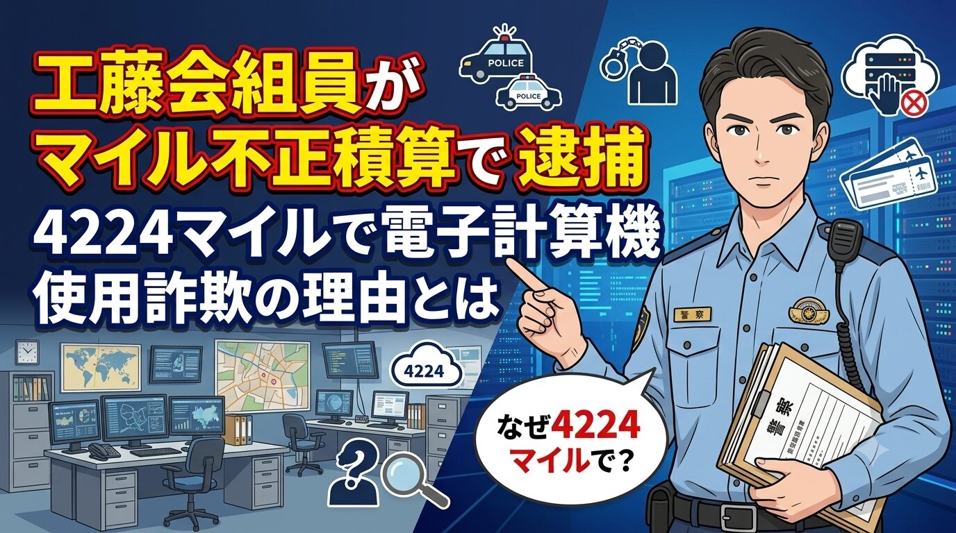 工藤会組員がマイル不正積算で逮捕｜4224マイルで電子計算機使用詐欺の理由とは