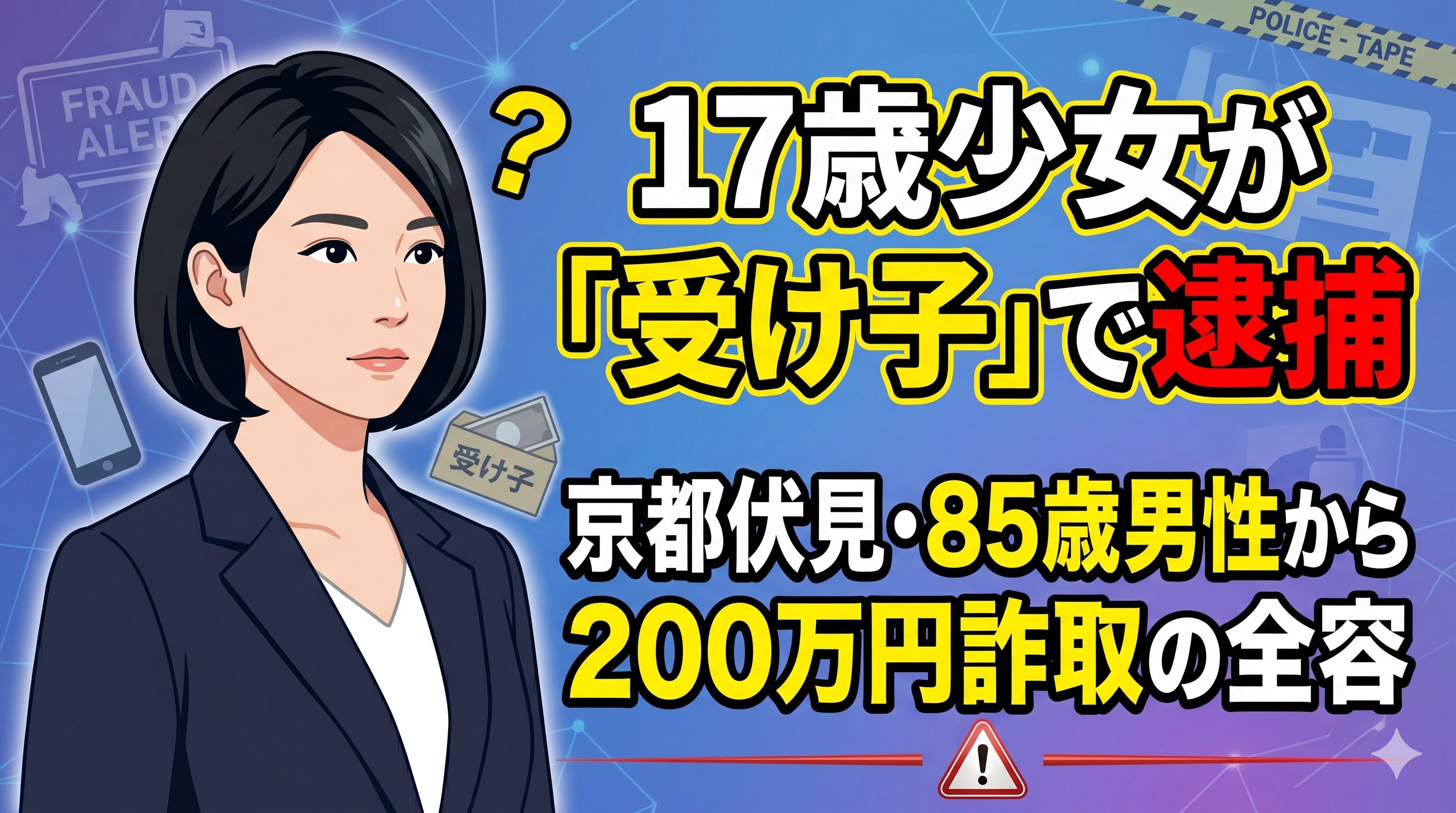 17歳少女が「受け子」で逮捕｜京都伏見・85歳男性から200万円詐取の全容