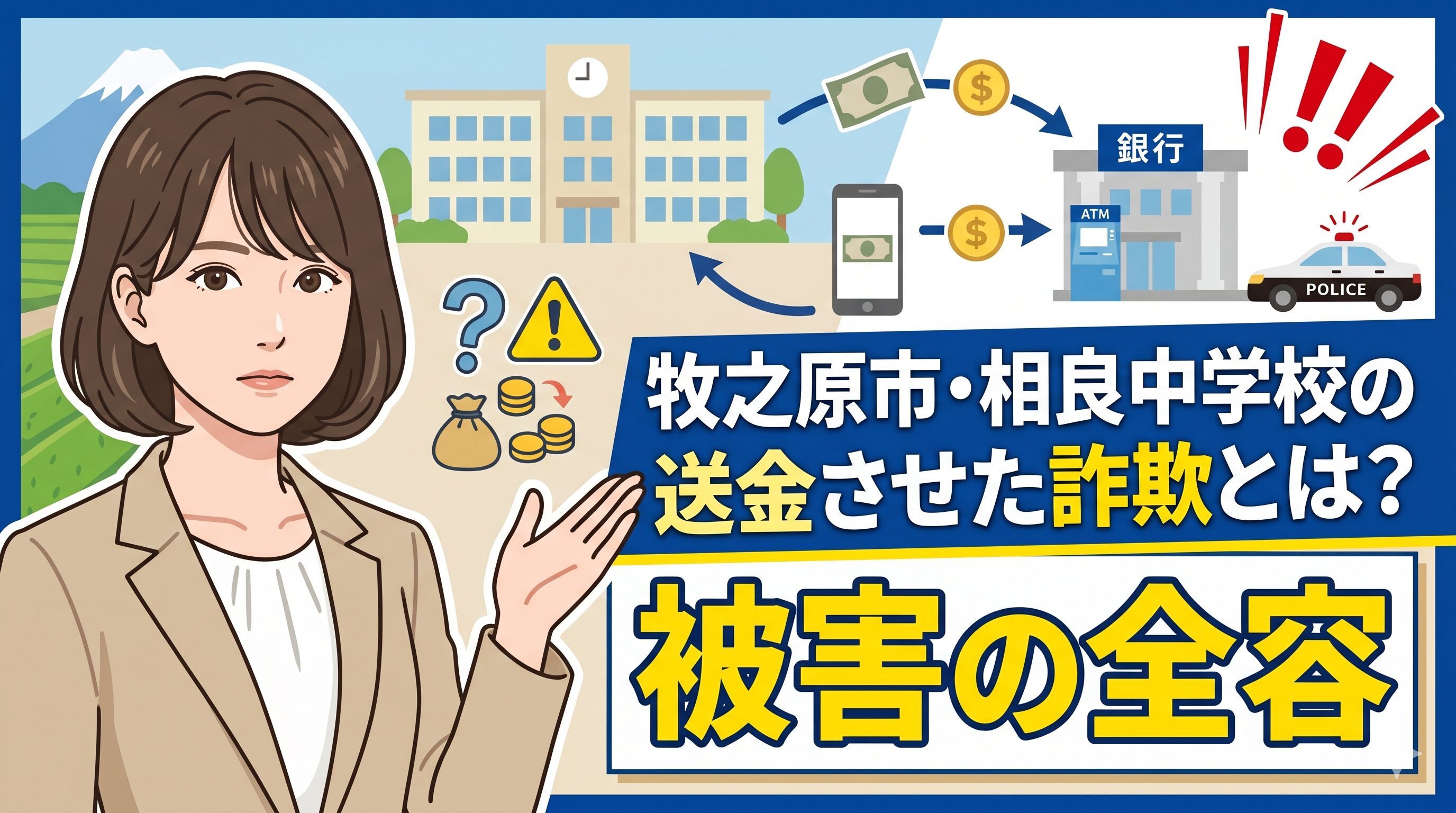 牧之原市・相良中学校の口座から送金させた詐欺とは？被害の全容