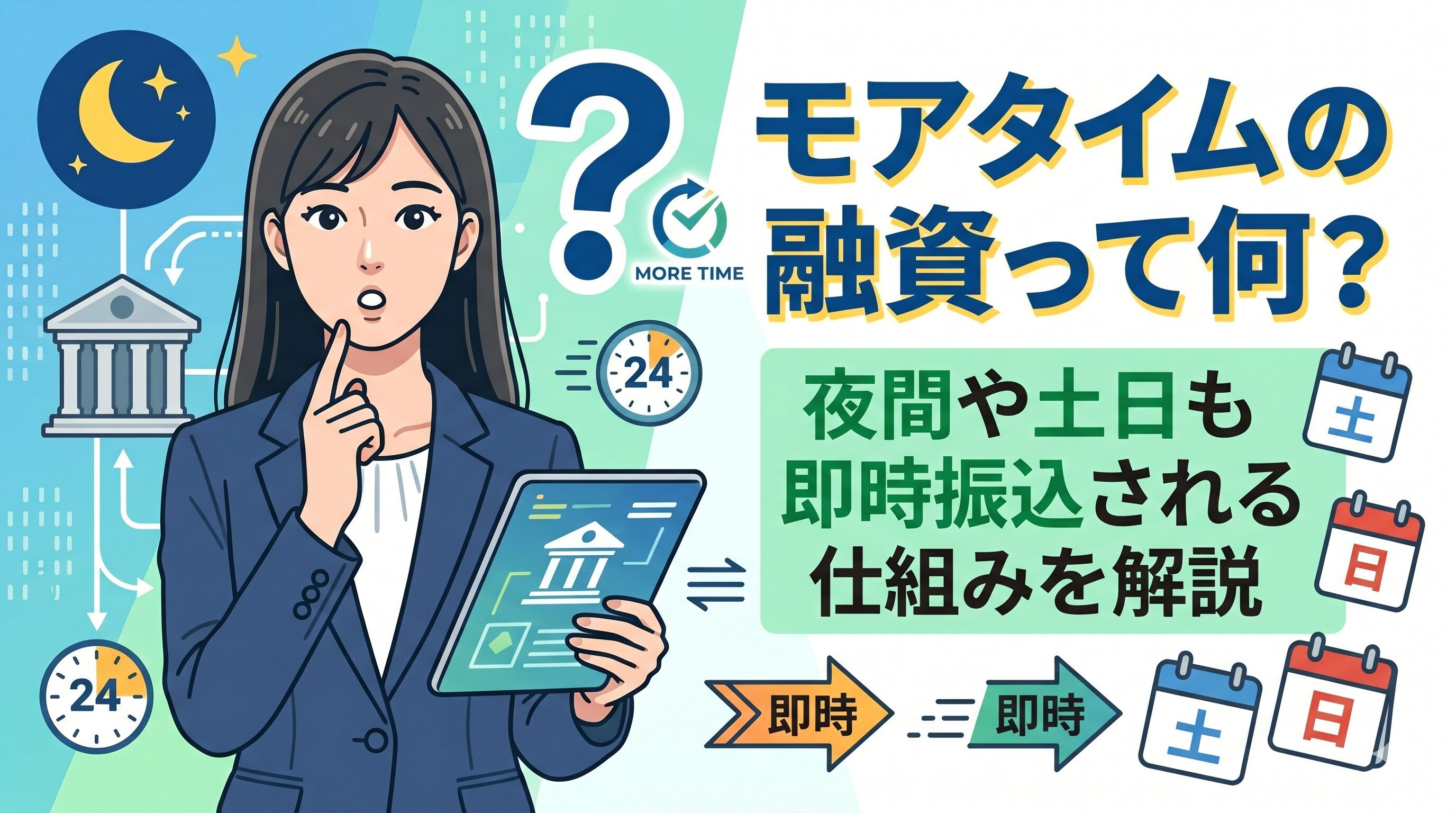 モアタイムの融資って何？夜間や土日も即時振込される仕組みを解説