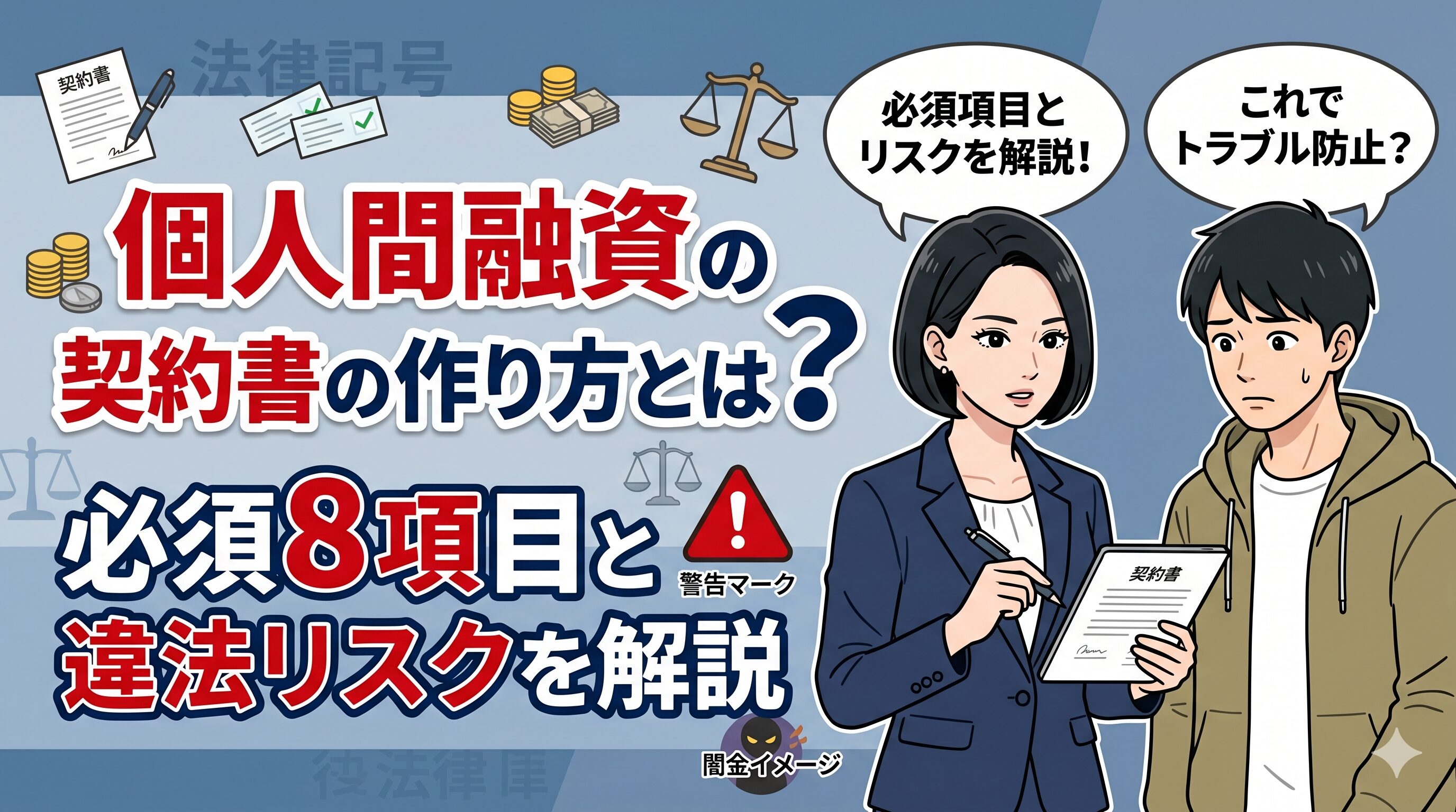 個人間融資の契約書の作り方とは？必須8項目と違法リスクを解説