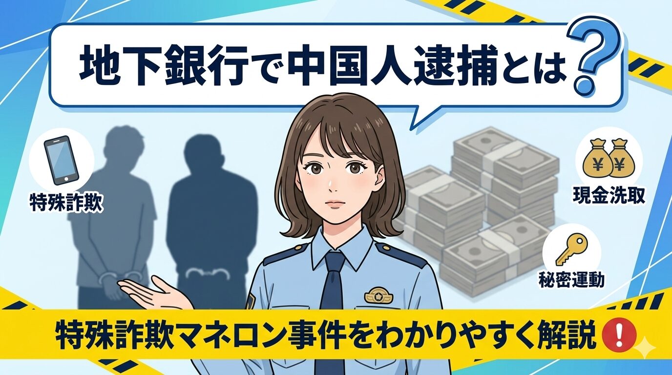 地下銀行で中国人逮捕とは？特殊詐欺マネロン事件をわかりやすく解説