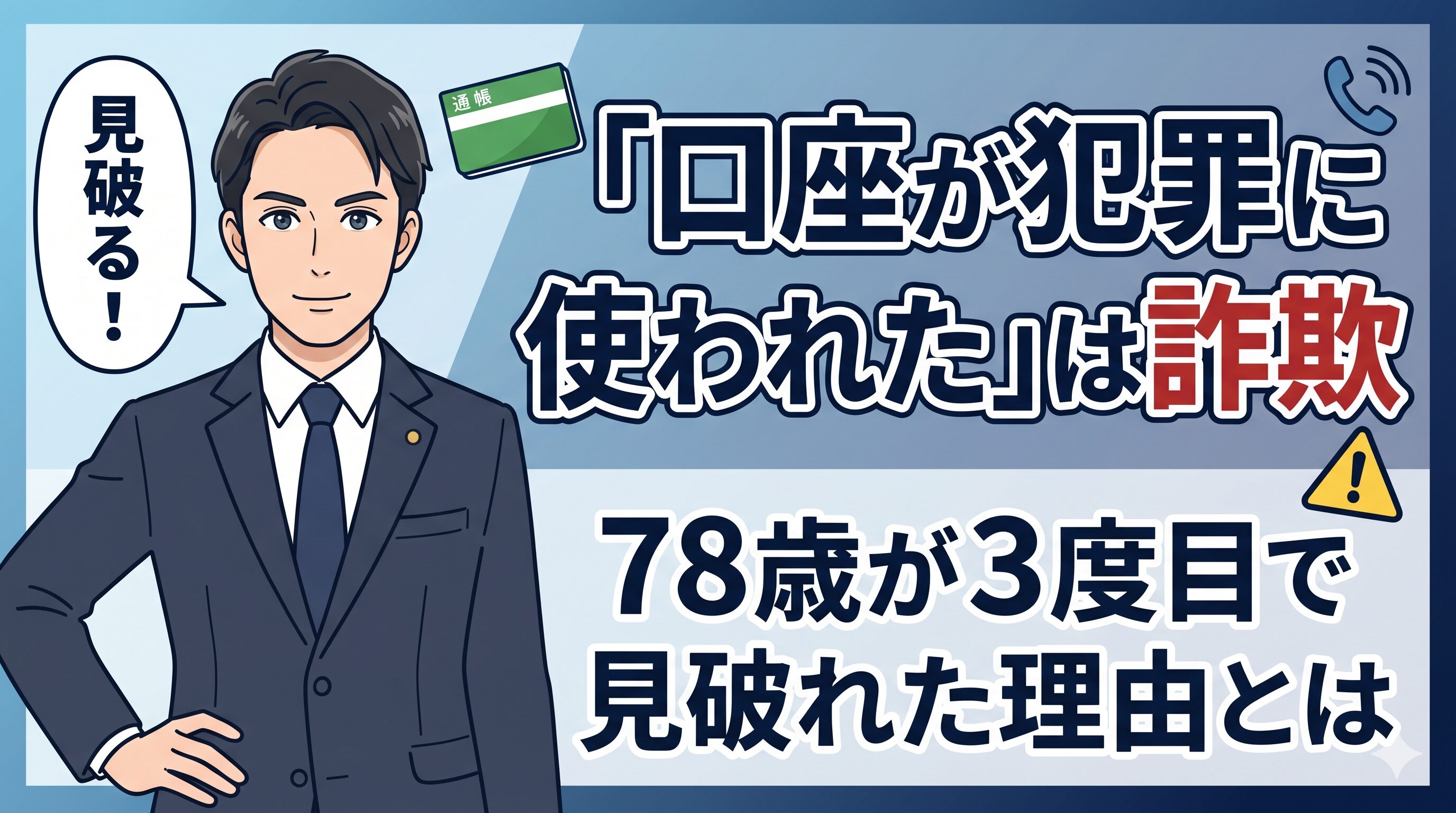 「口座が犯罪に使われた」は詐欺｜78歳が3度目で見破れた理由とは