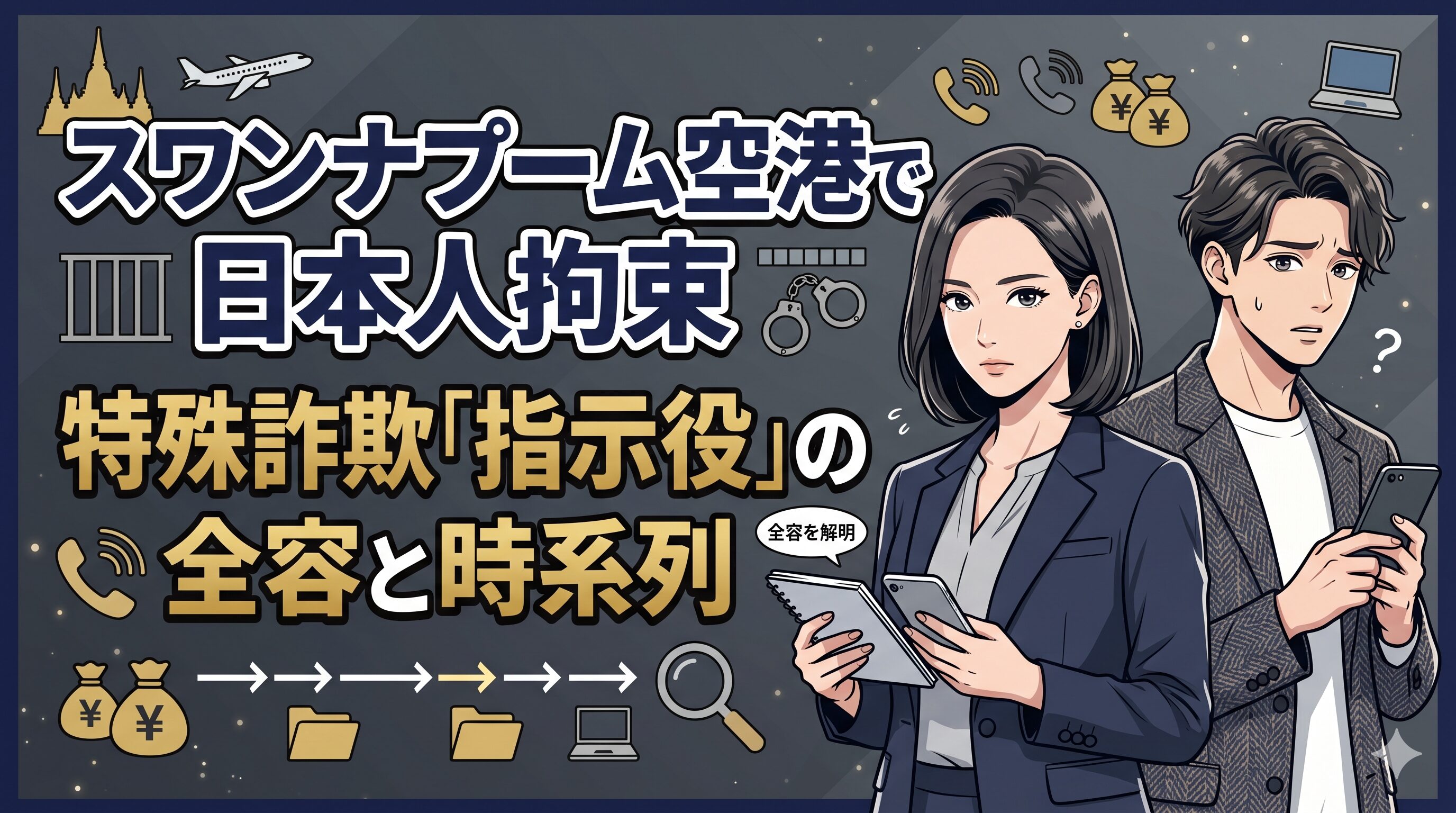 スワンナプーム空港で日本人拘束｜特殊詐欺「指示役」の全容と時系列