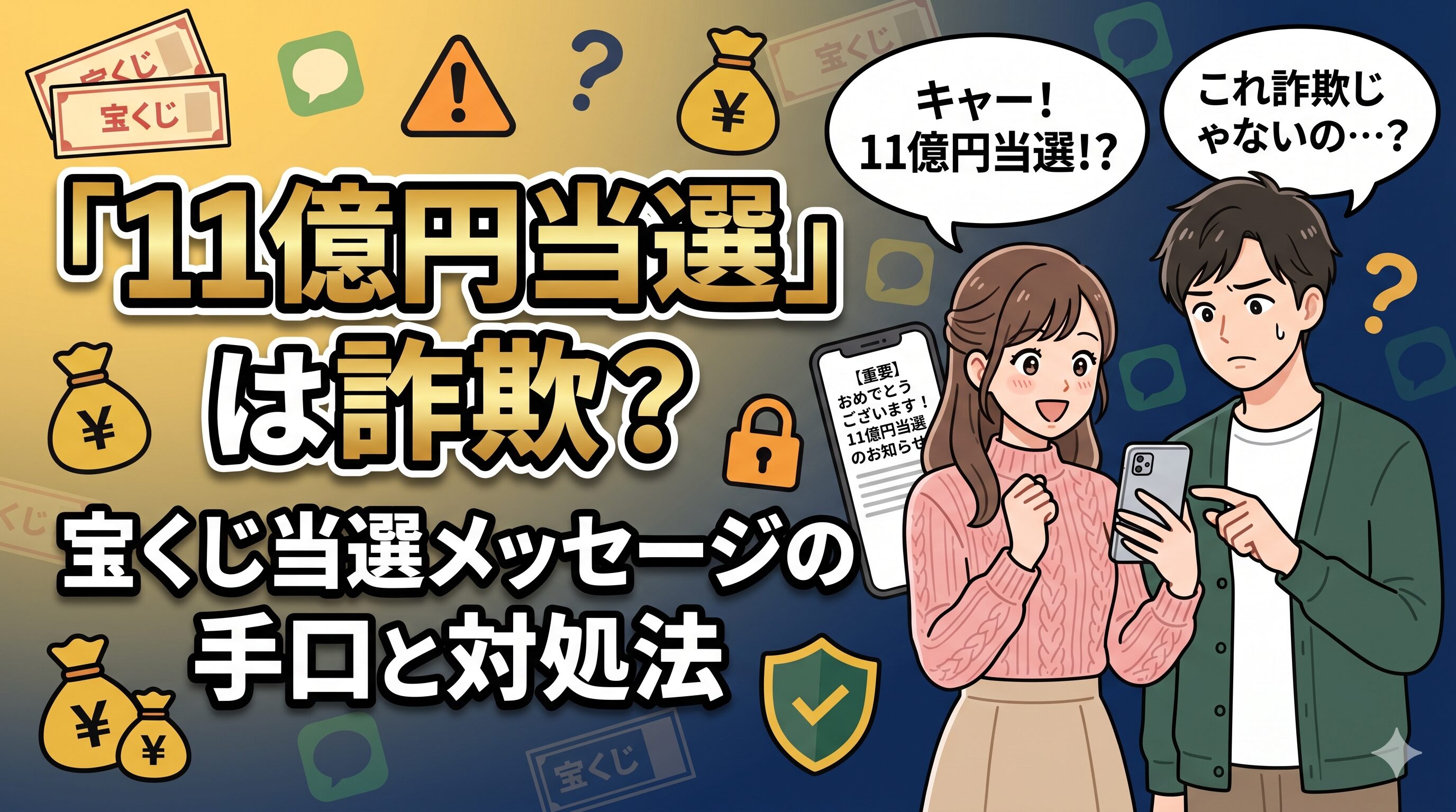 「11億円当選」は詐欺？宝くじ当選メッセージの手口と対処法