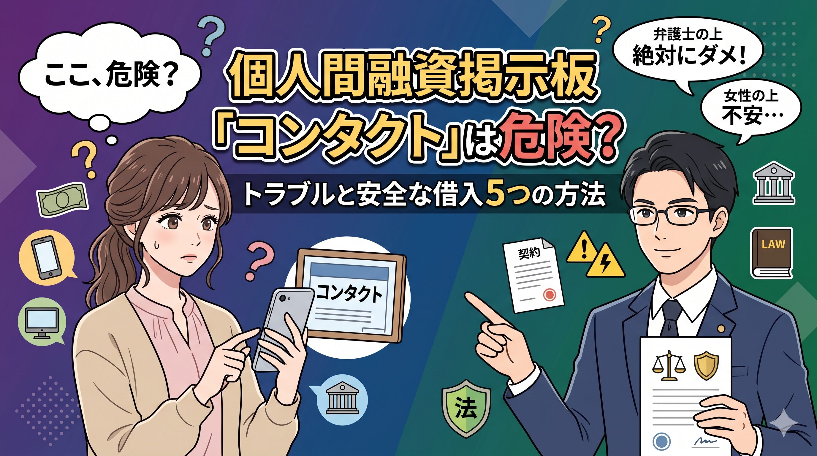 個人間融資掲示板「コンタクト」は危険？トラブルと安全な借入5つの方法