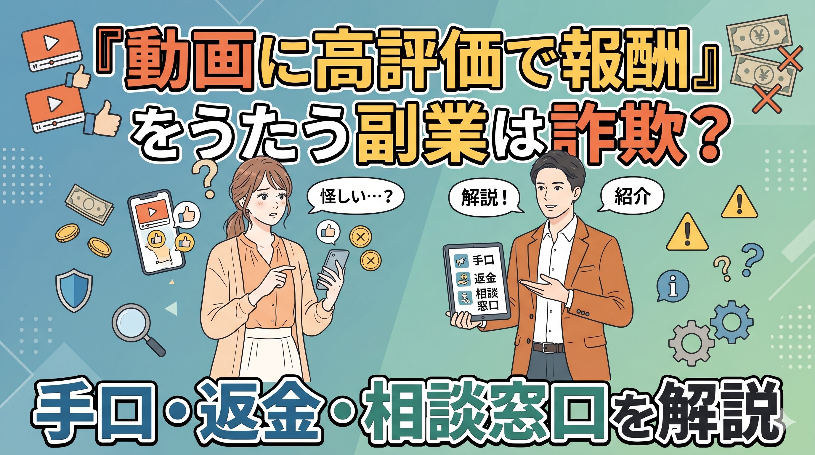 「動画に高評価で報酬」をうたう副業は詐欺？手口・返金・相談窓口を解説