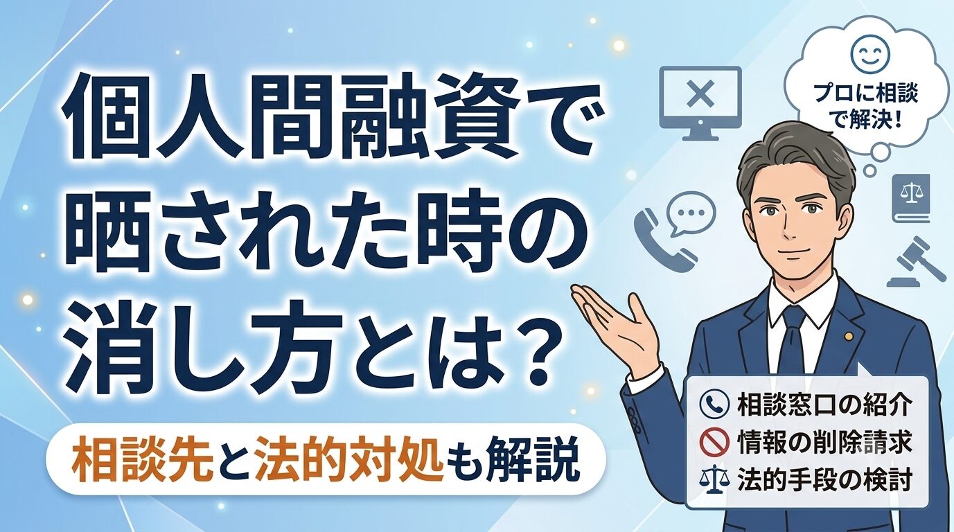 個人間融資で晒された時の消し方とは？相談先と法的対処も解説