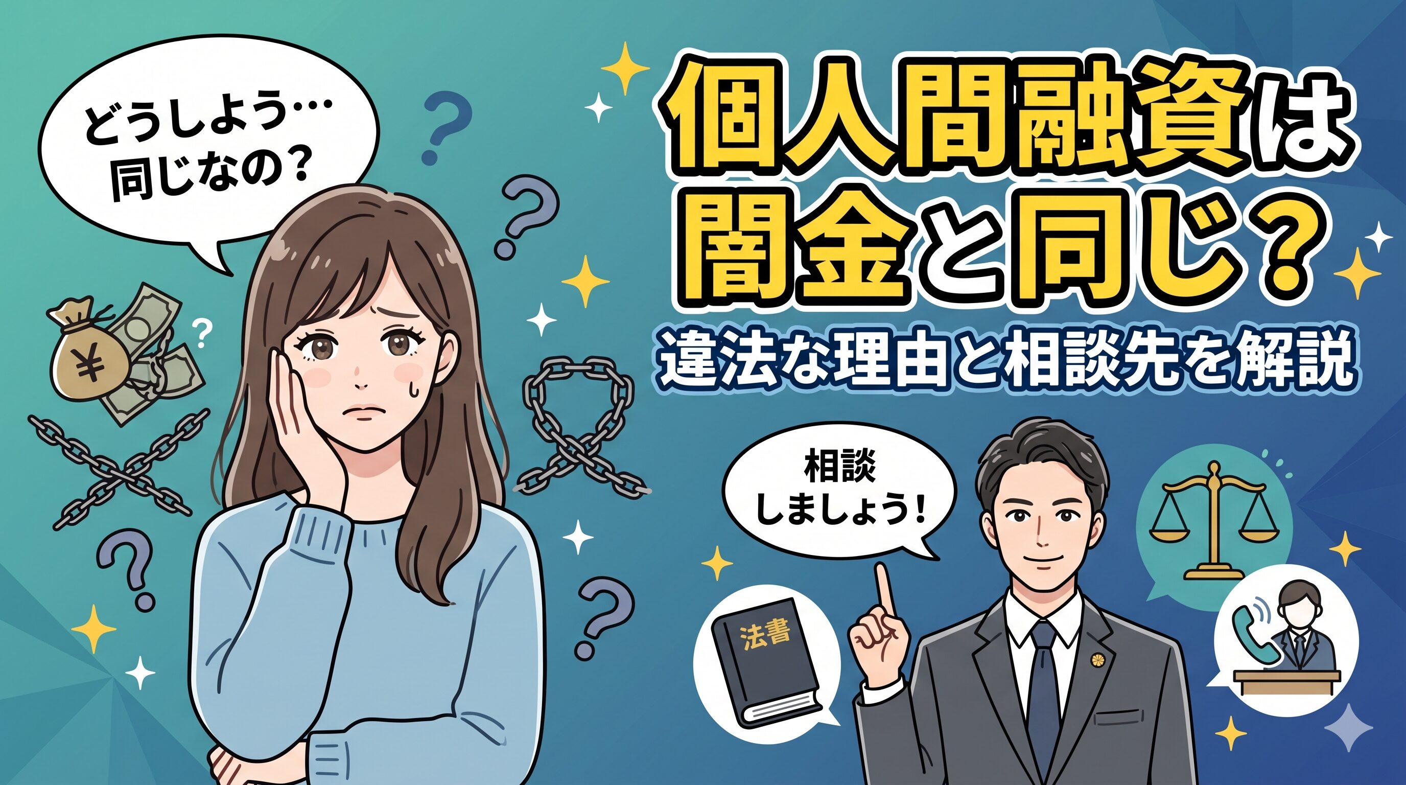 個人間融資は闇金と同じ？違法な理由と相談先を解説