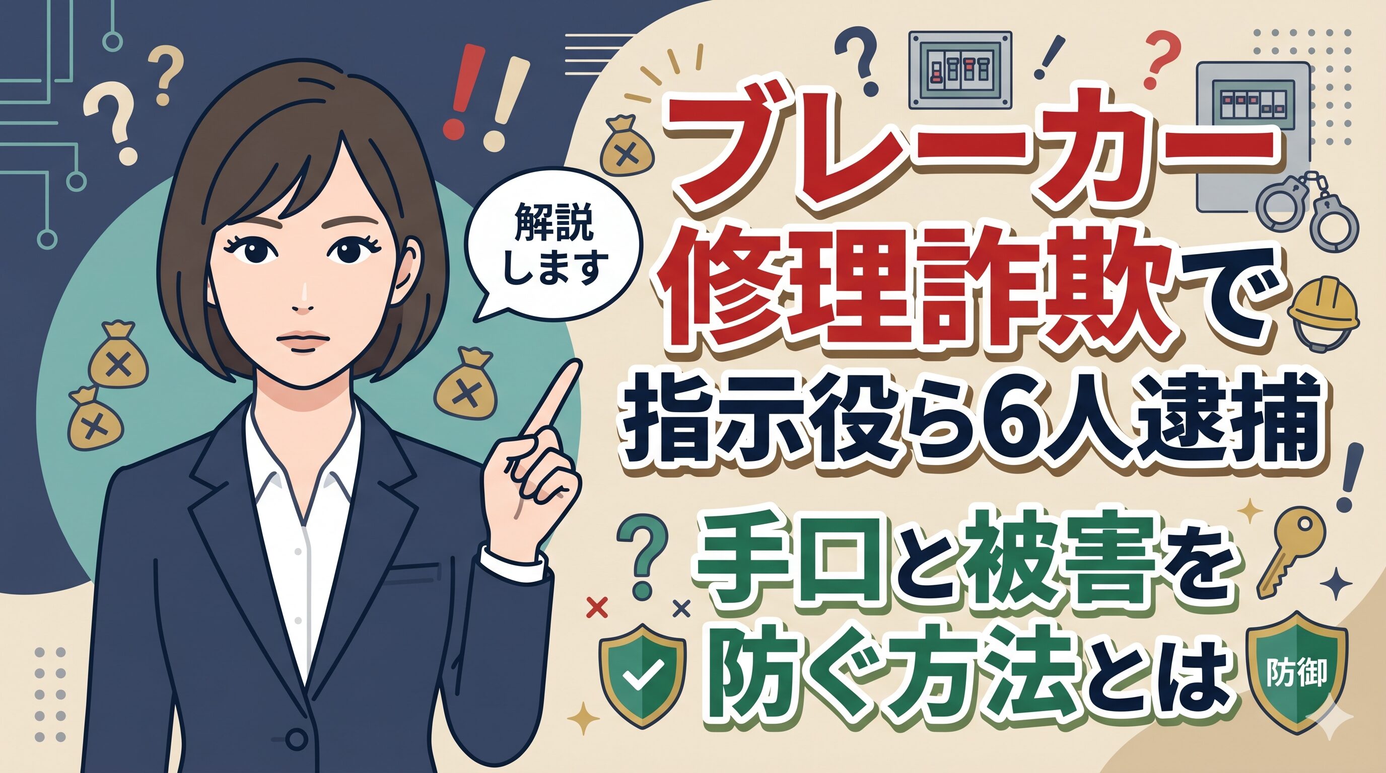 ブレーカー修理詐欺で指示役ら6人逮捕｜手口と被害を防ぐ方法とは