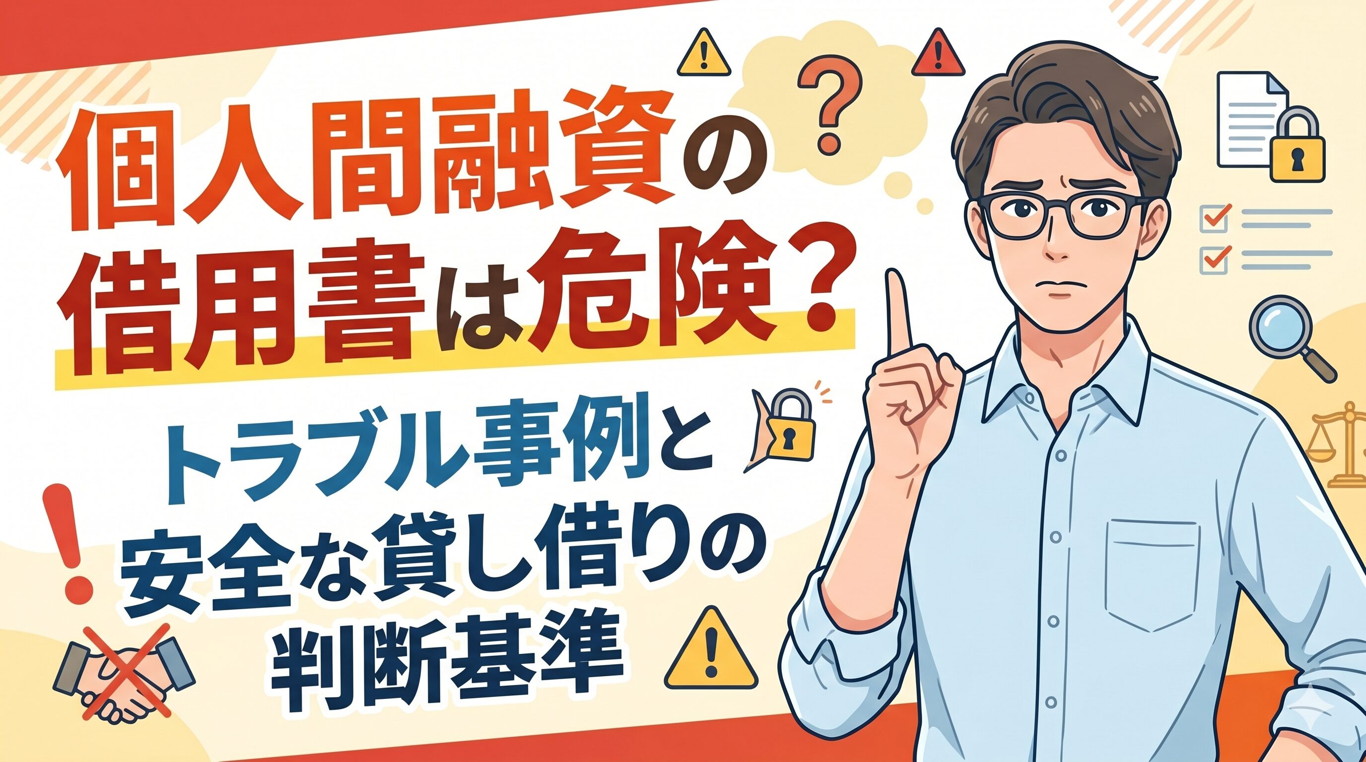 個人間融資の借用書は危険？トラブル事例と安全な貸し借りの判断基準